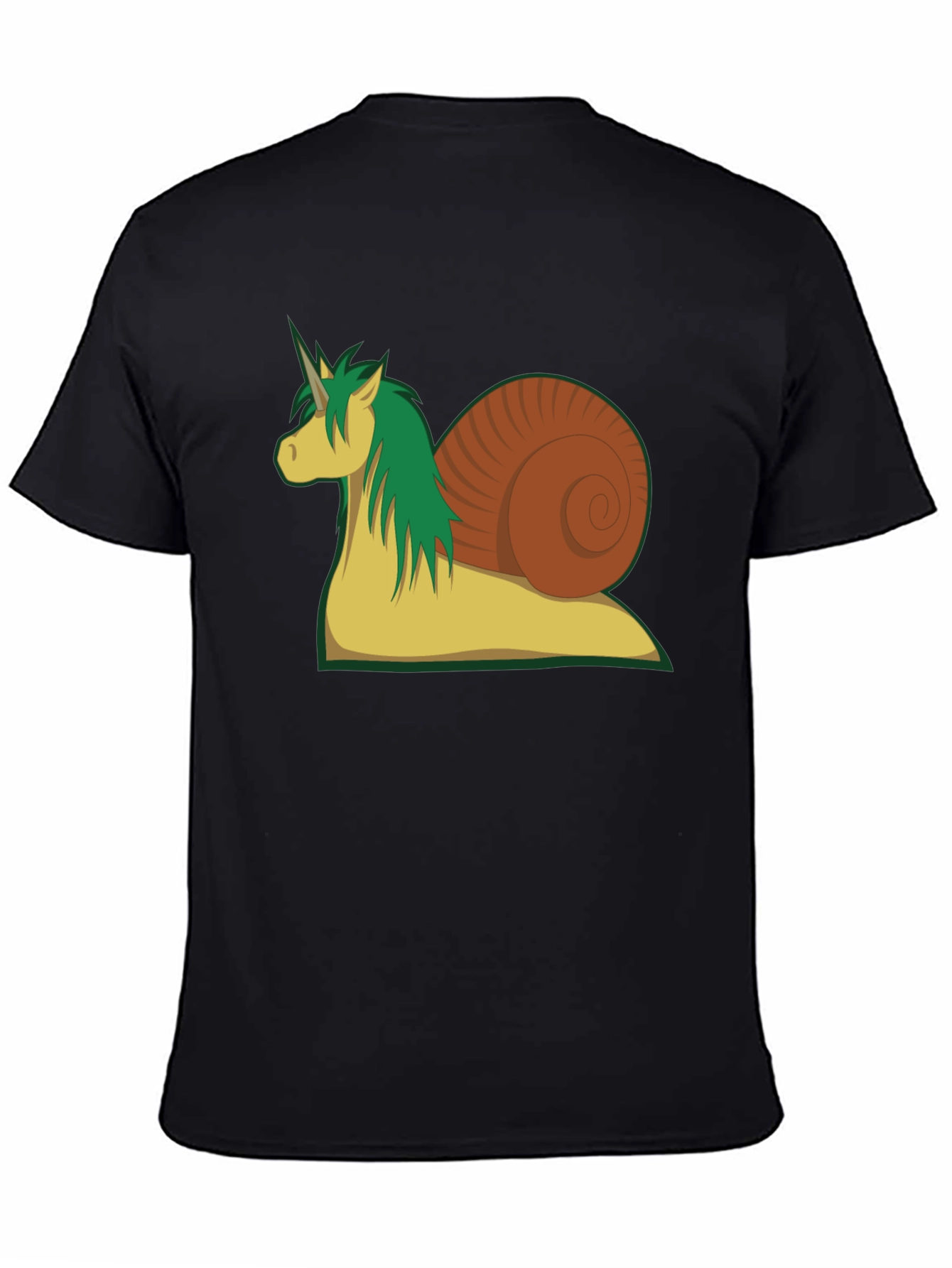 Black Unicorn Snail Graphic Tee - Black Cotton T-Shirt view 4