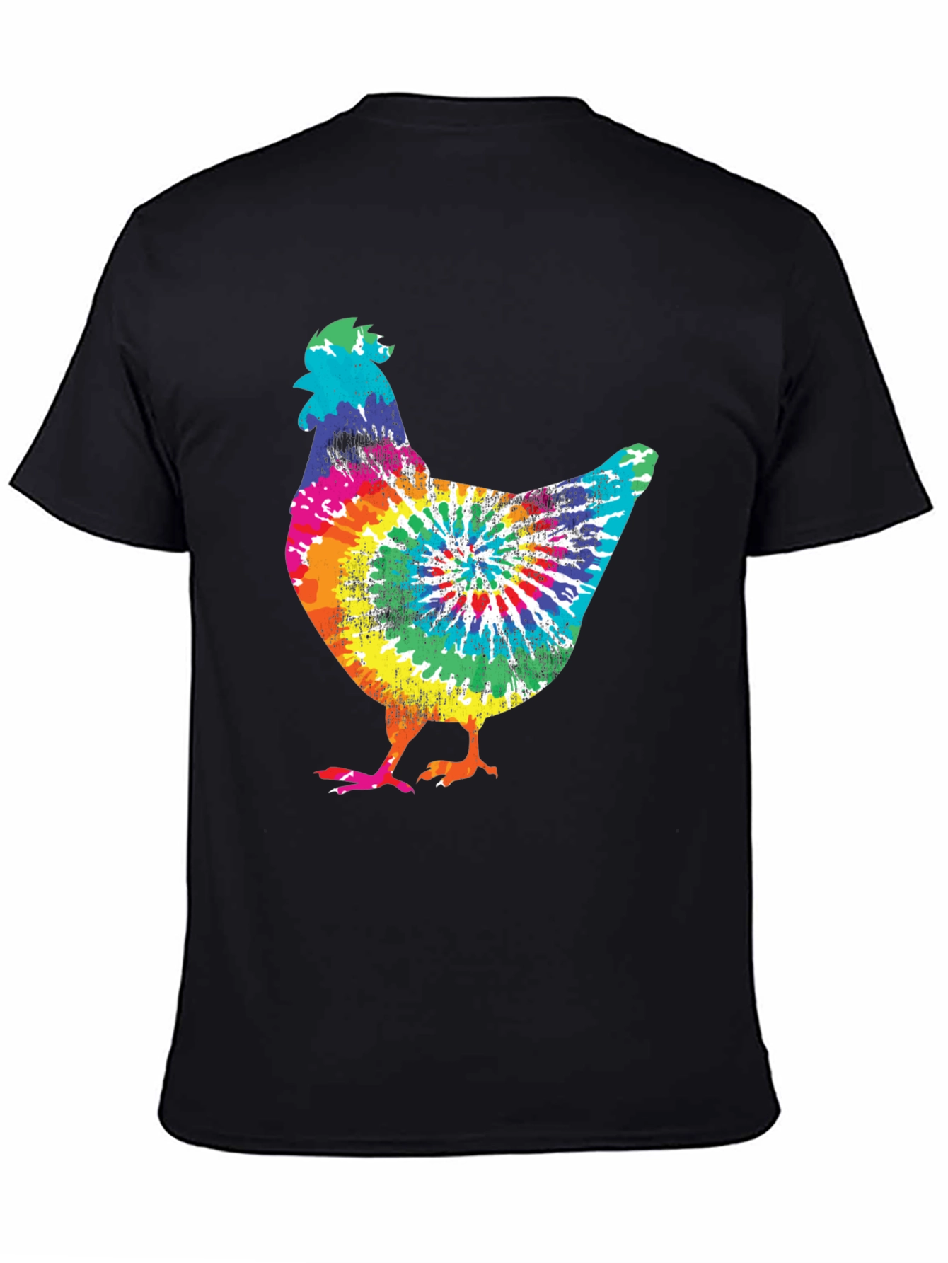 Black Tie-Dye Chicken Graphic Tee view 4