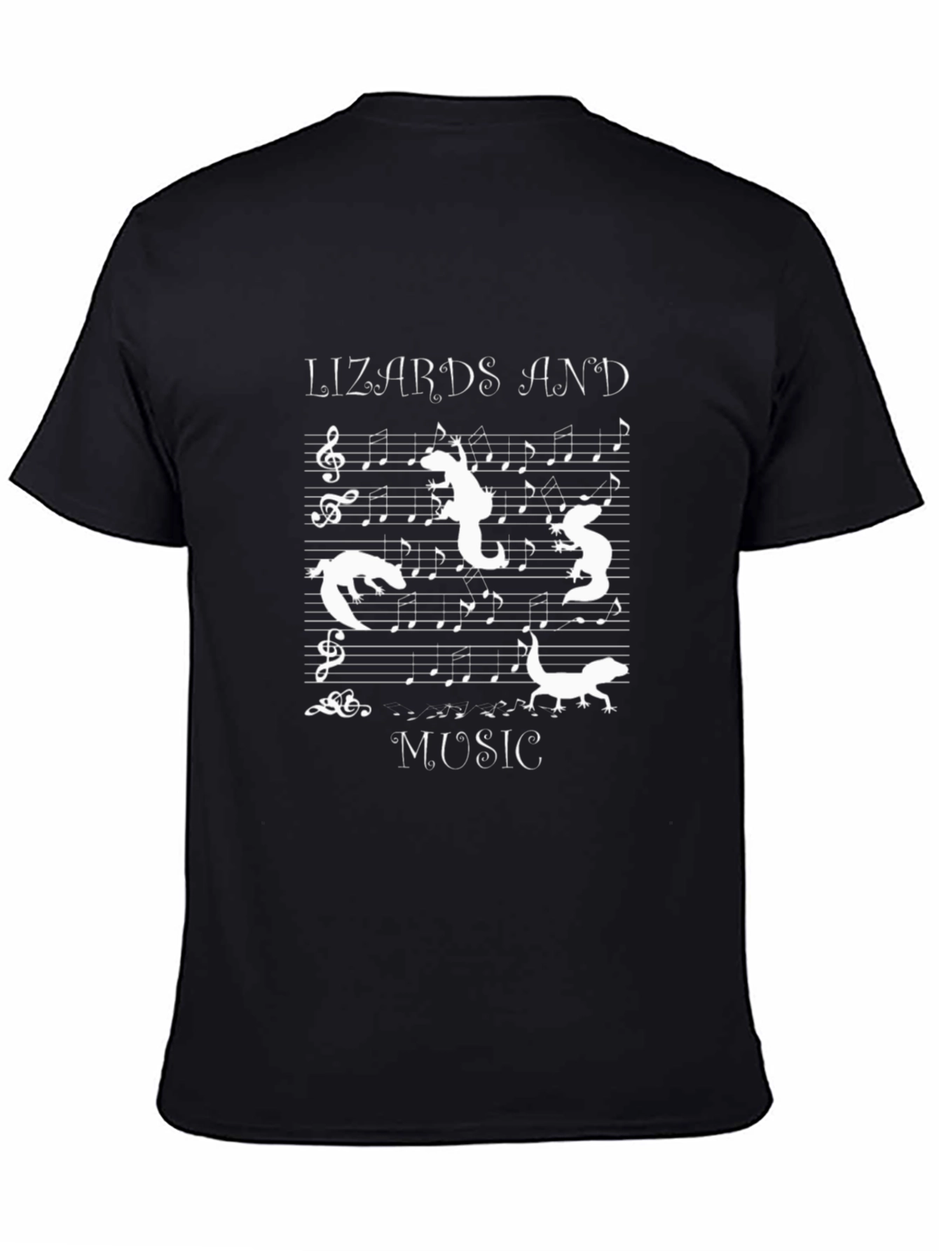 Black Lizards and Music T-Shirt - Unique Design view 4