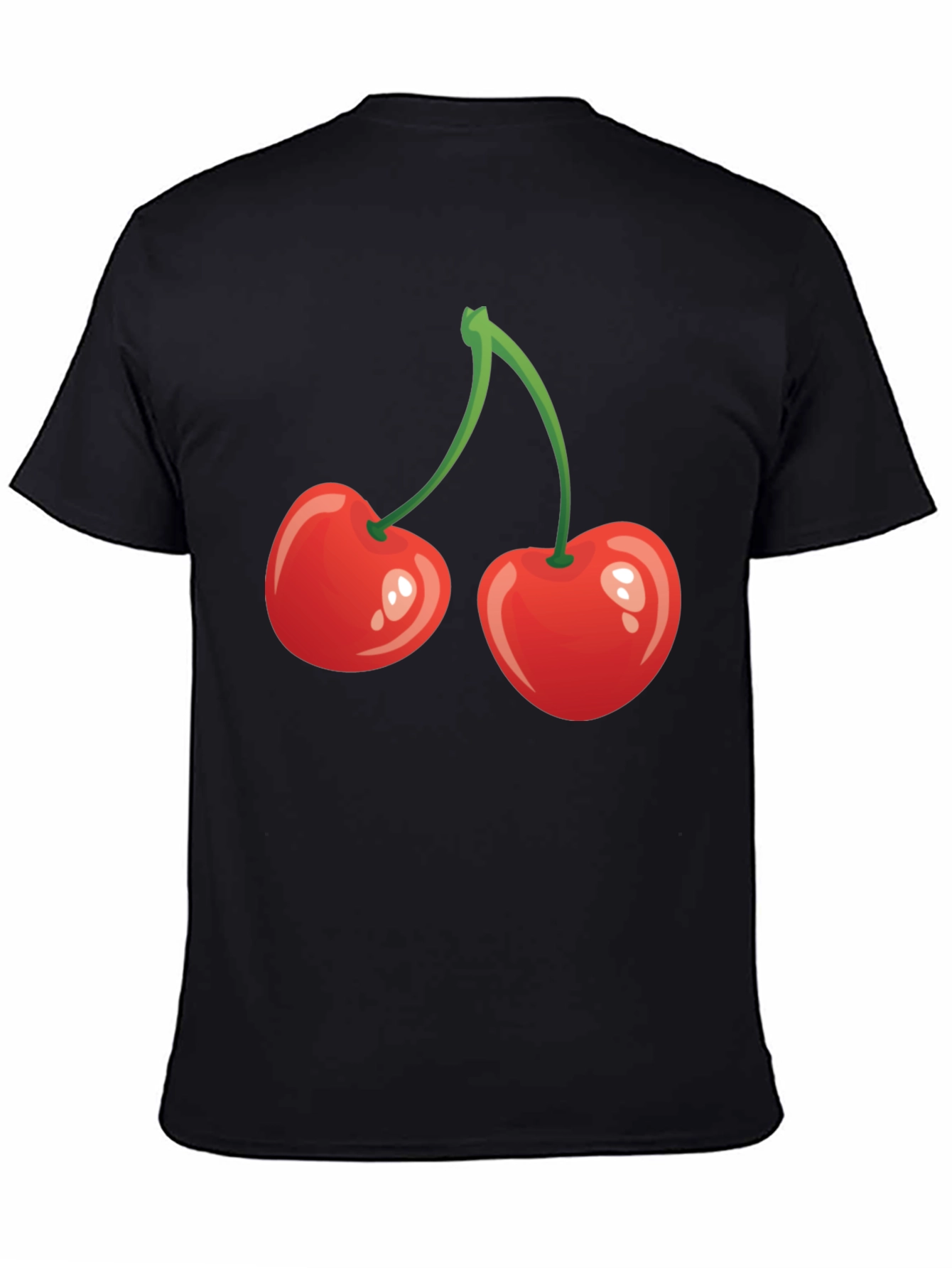 Black Red Cherry Graphic Tee - Fun Fruit Shirt view 4