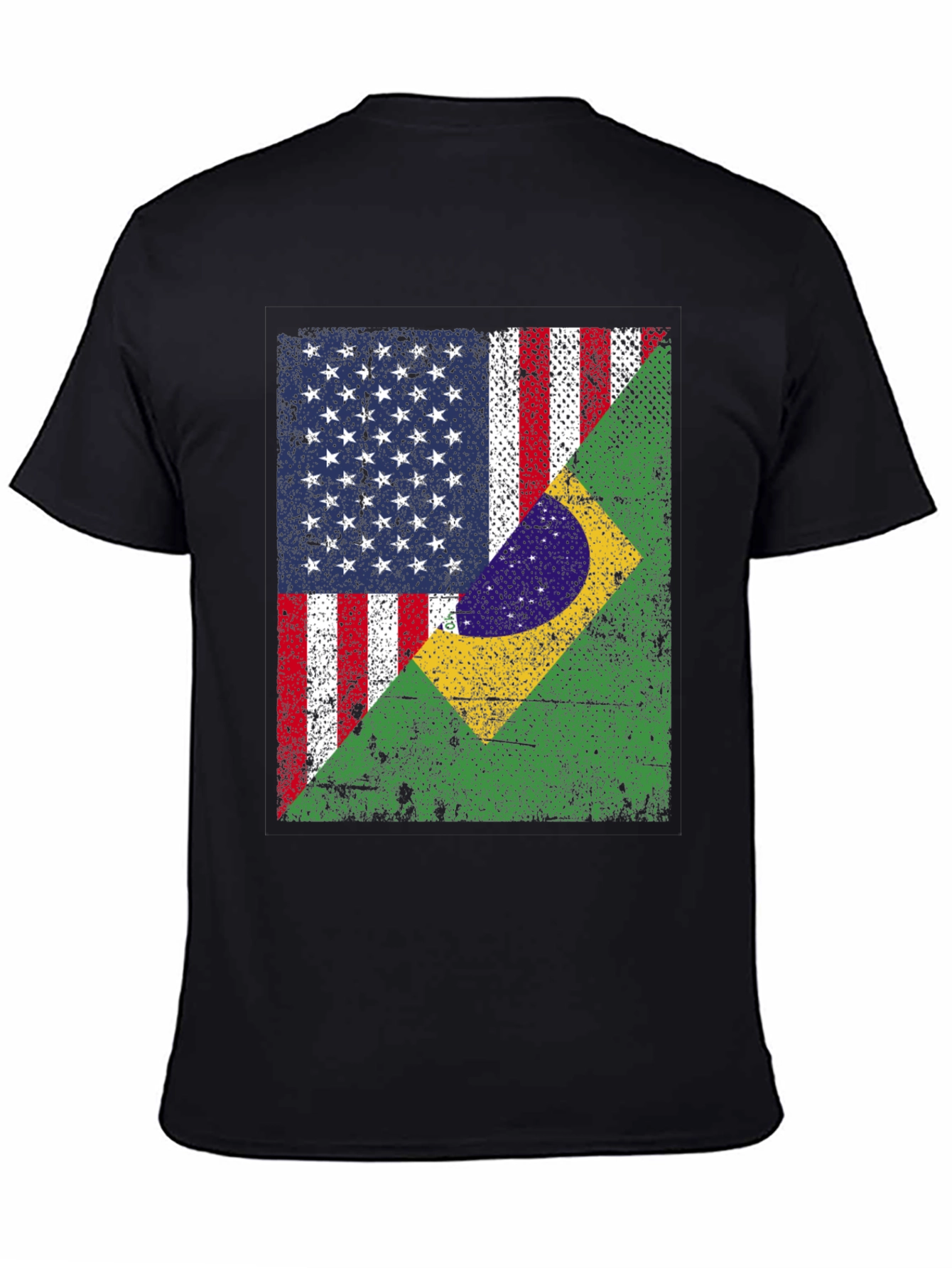 Black USA and Brazil Flag T-Shirt view 4