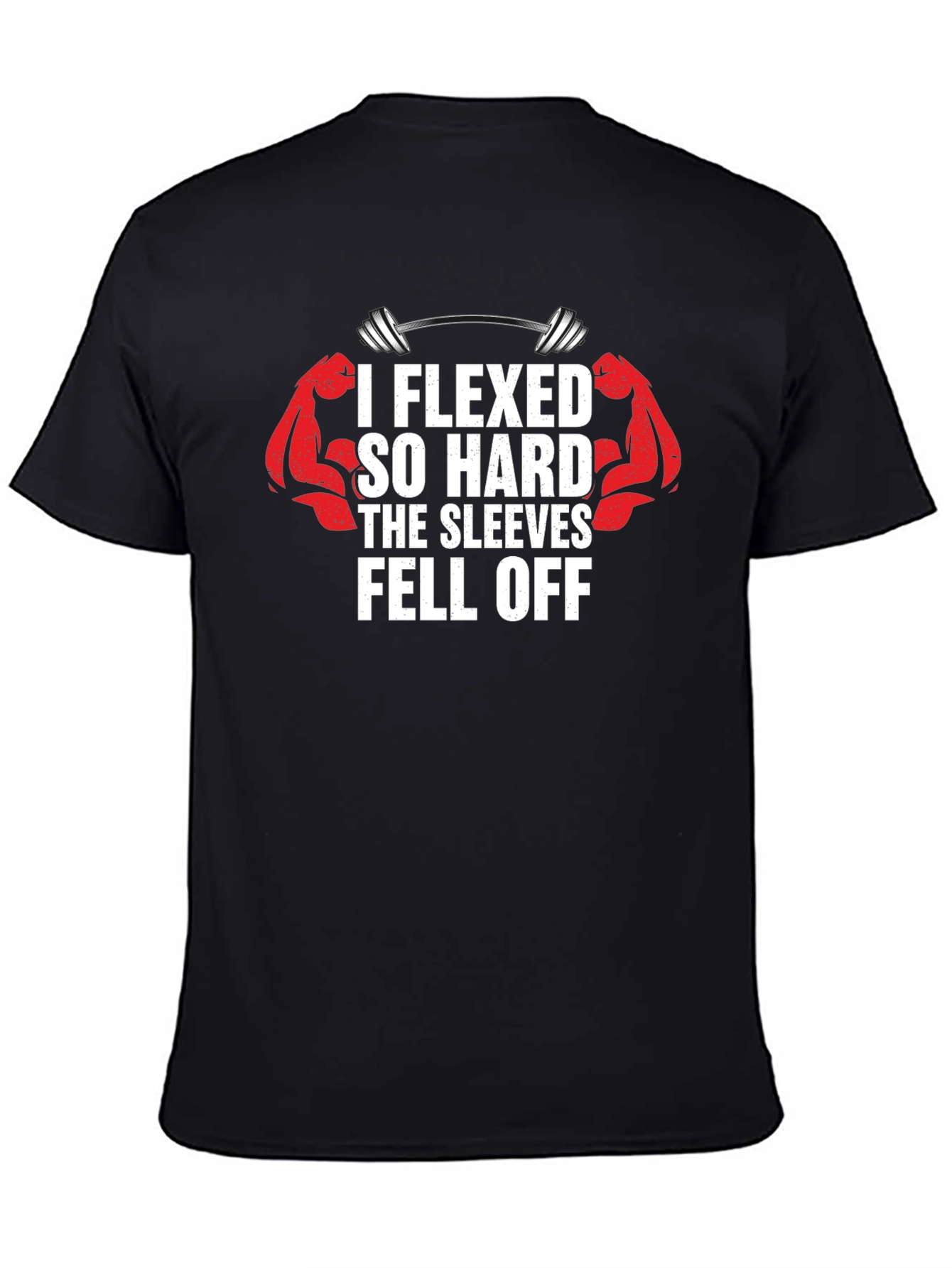 Black I Flexed So Hard Sleeves Fell Off Black T-Shirt view 4
