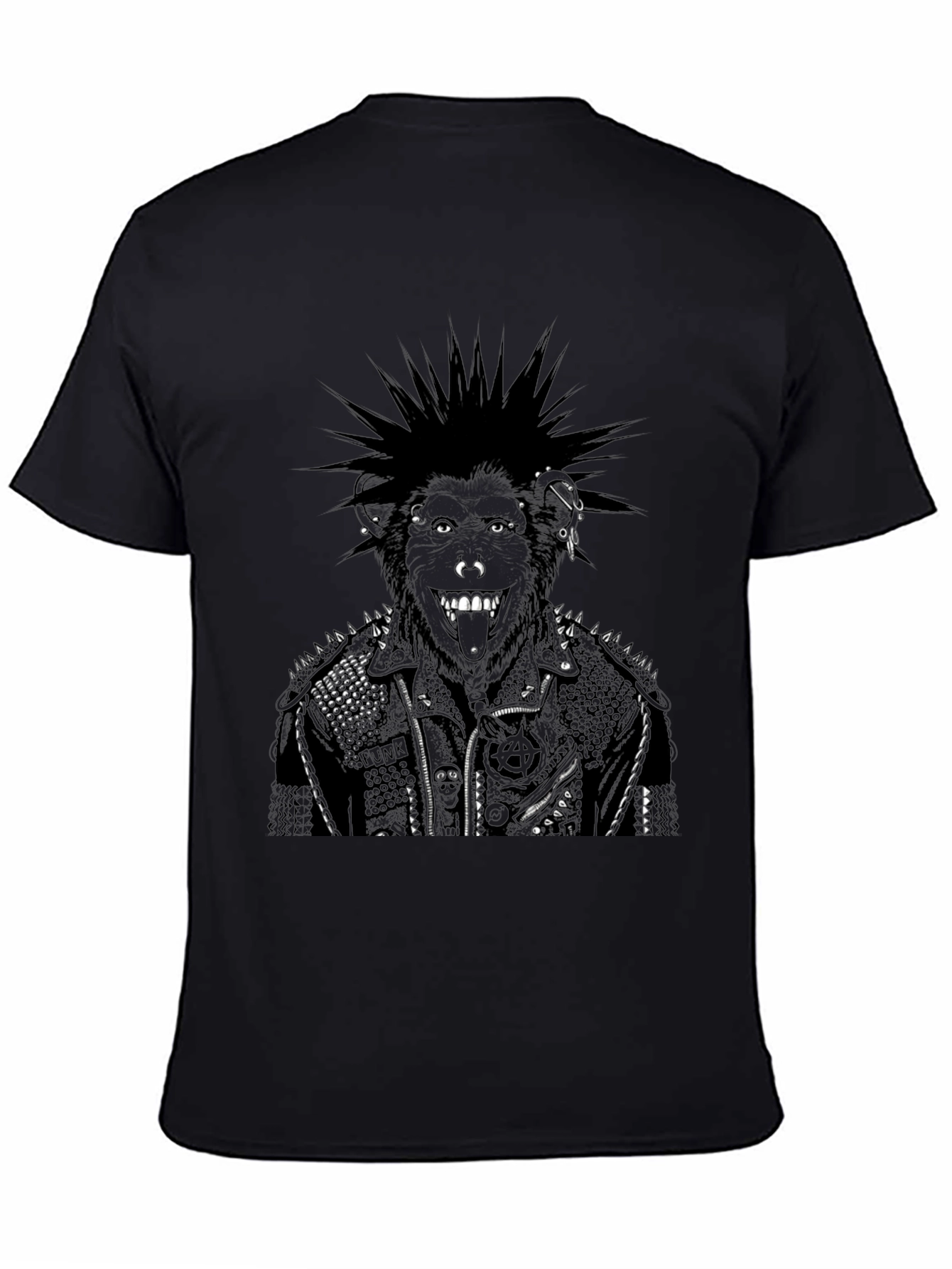 Black Punk Rock Gorilla Graphic Tee view 4