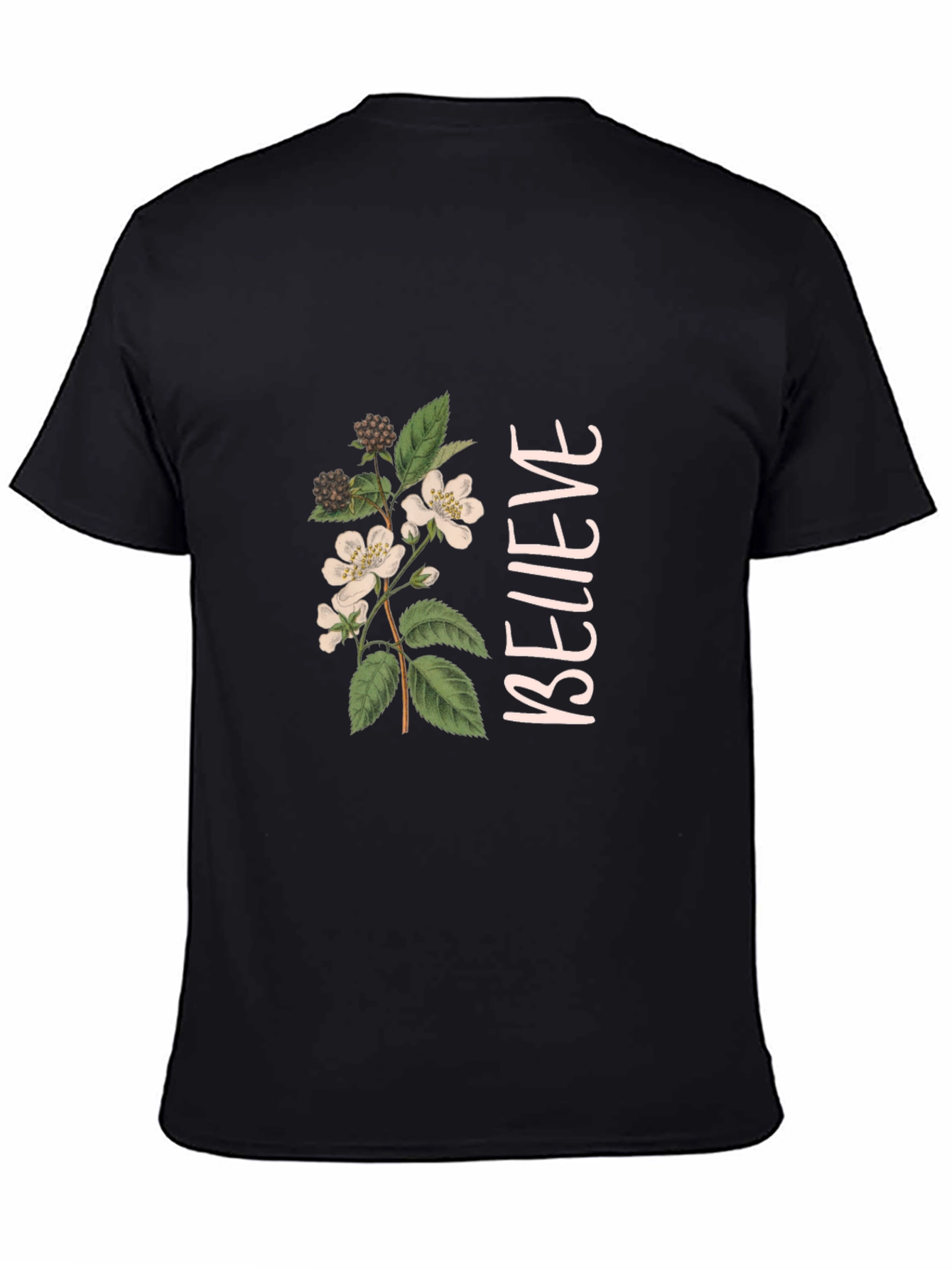 Black Believe Floral Graphic Black T-Shirt view 4