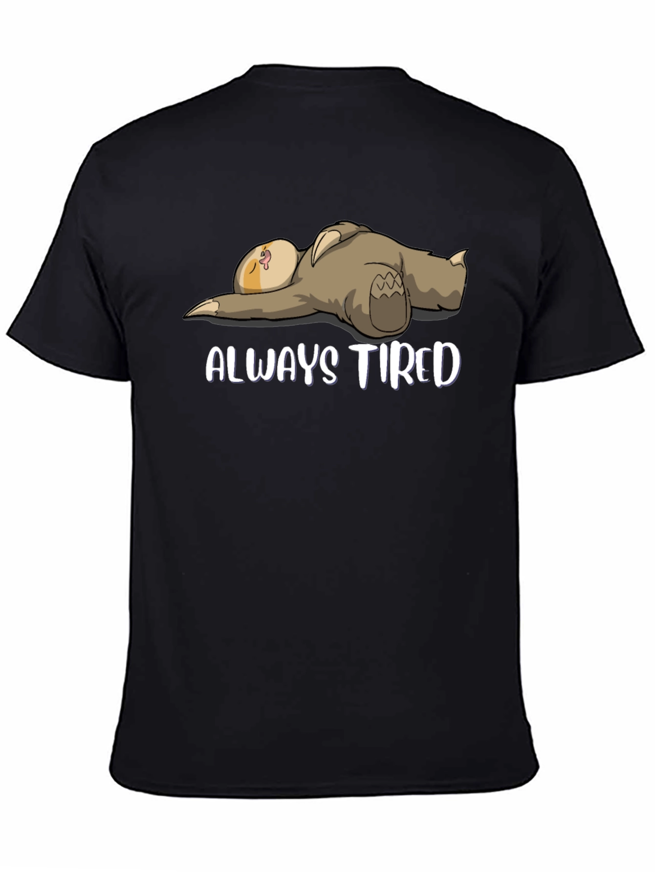 Black Always Tired Sloth Graphic T-Shirt - Men's view 4