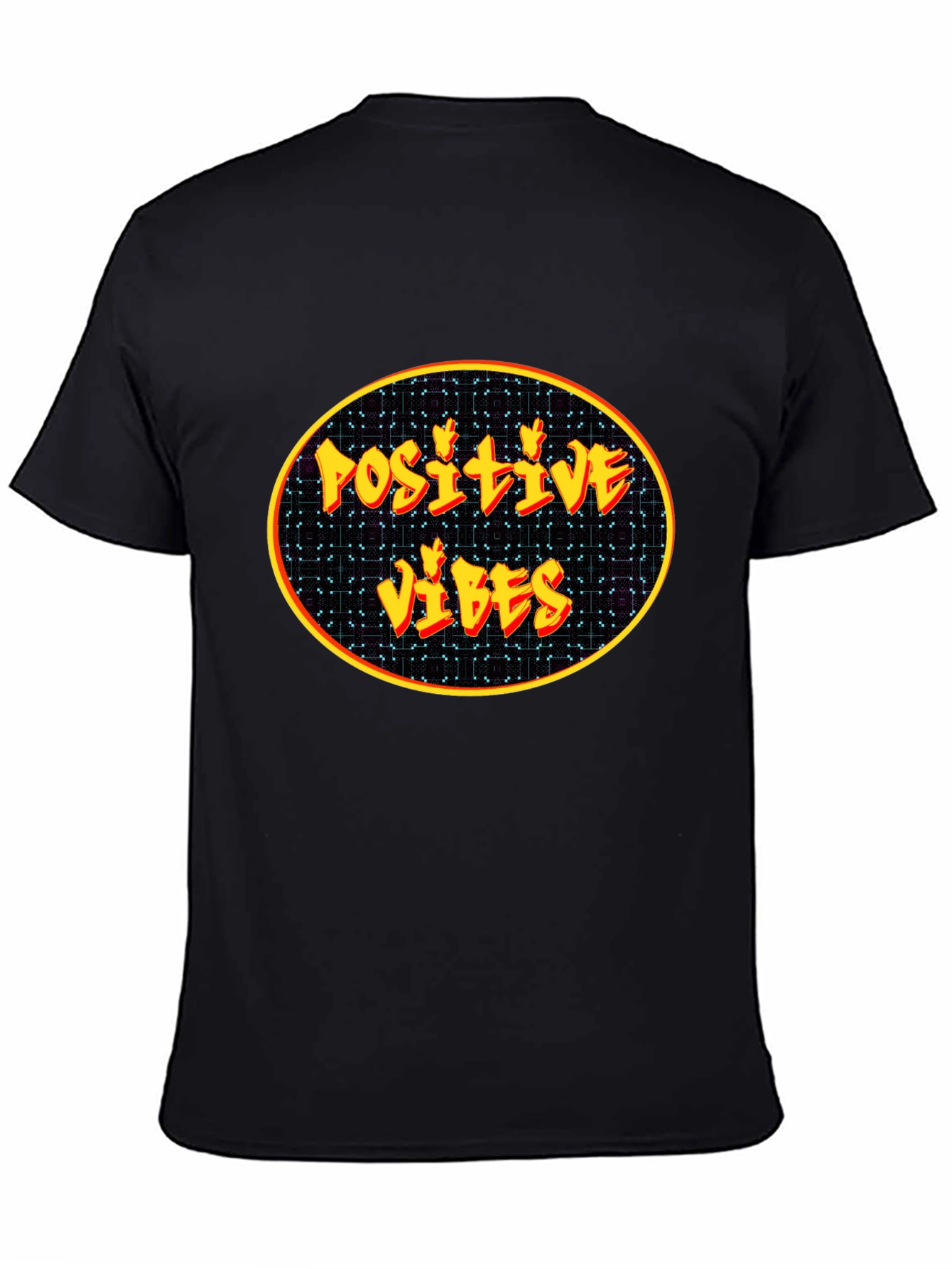 Black Positive Vibes Graphic Tee - Black Cotton Blend view 4