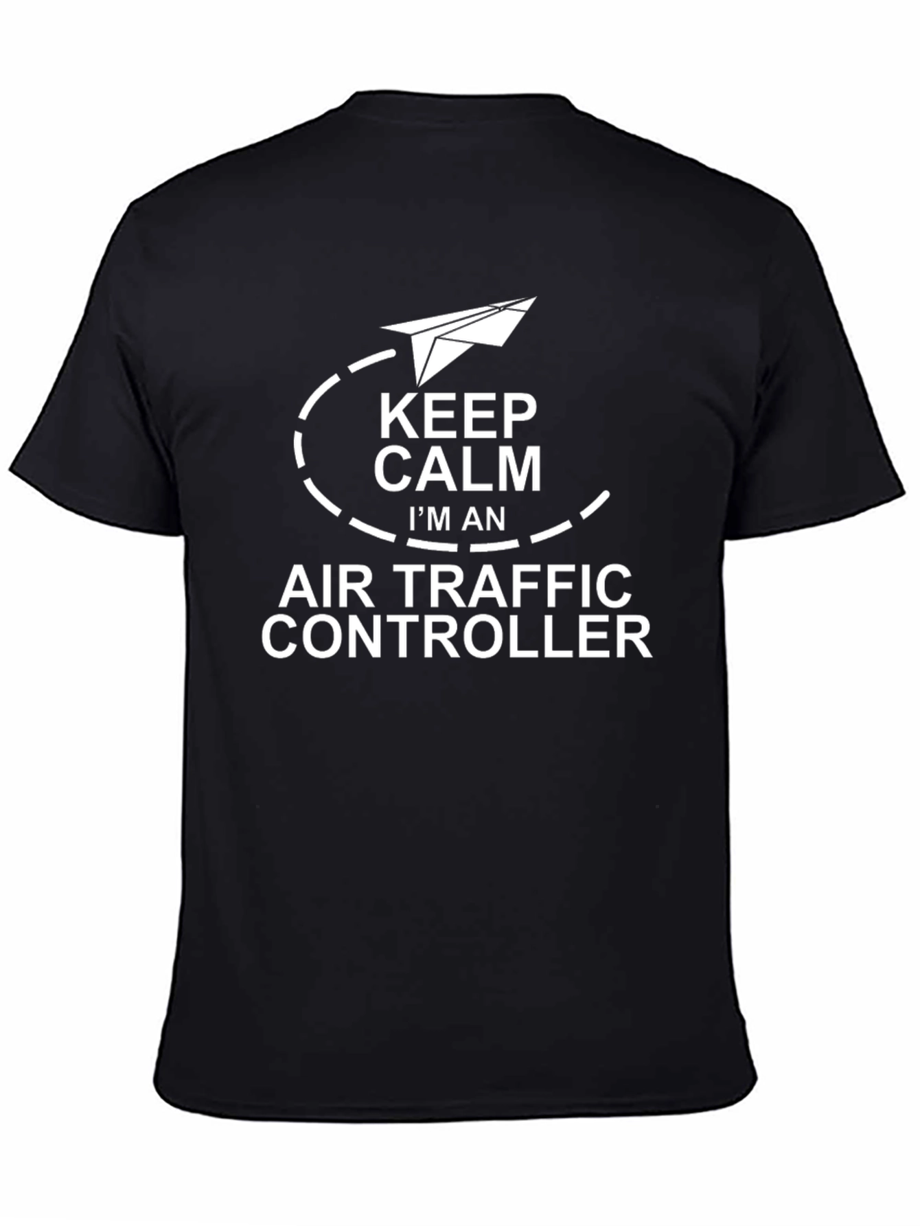 Black Keep Calm Air Traffic Controller T-Shirt view 4
