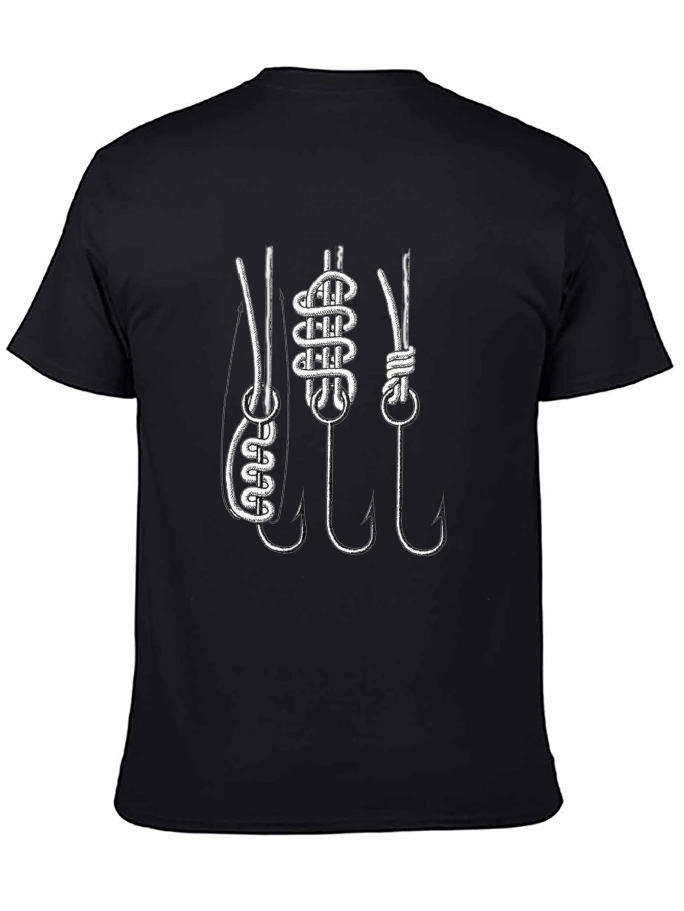 Black Fishing Knots Graphic Tee - Black Cotton T-Shirt view 4
