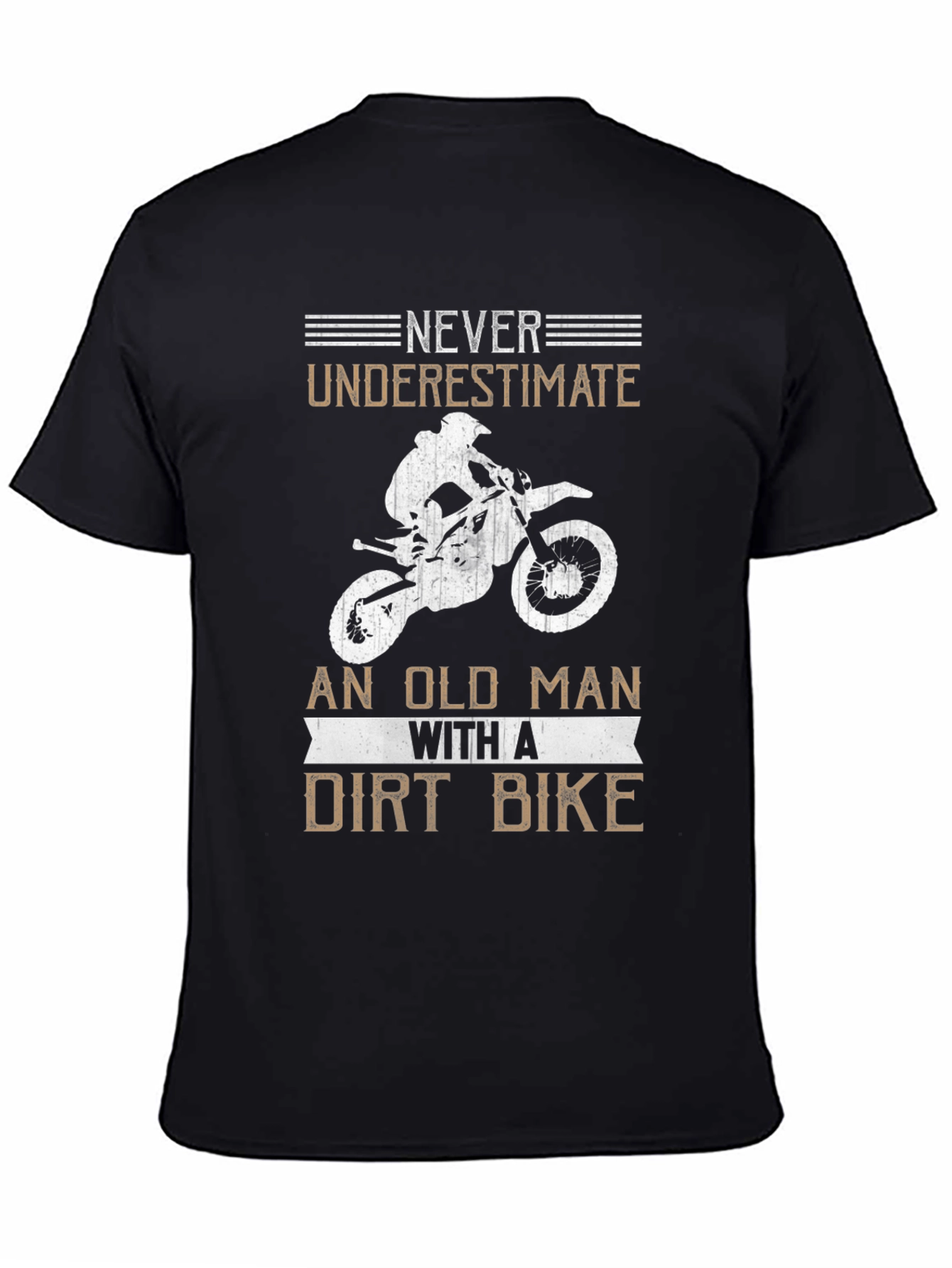 Black Never Underestimate an Old Man Dirt Bike Black Tee view 4