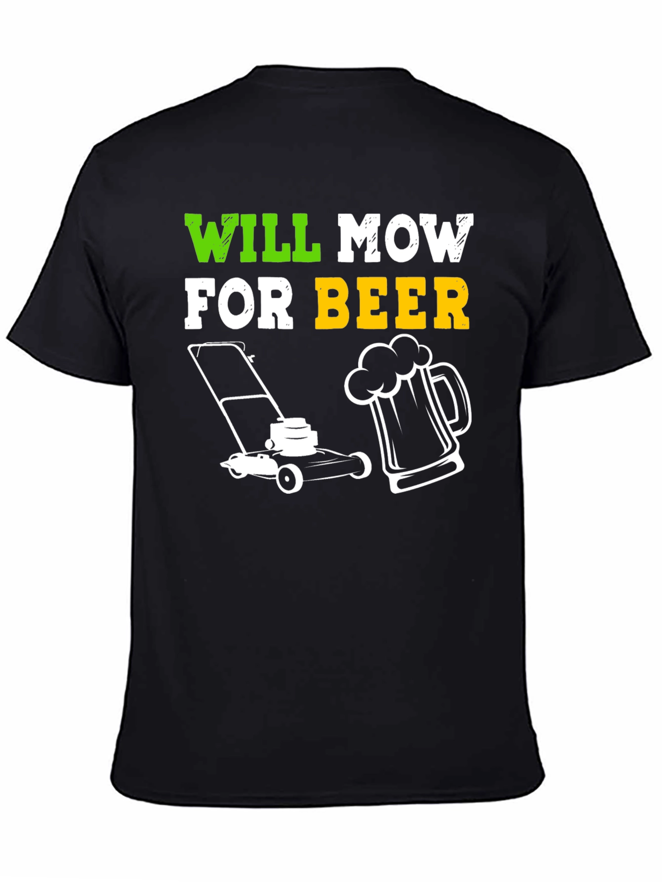 Black Will Mow for Beer T-Shirt view 4