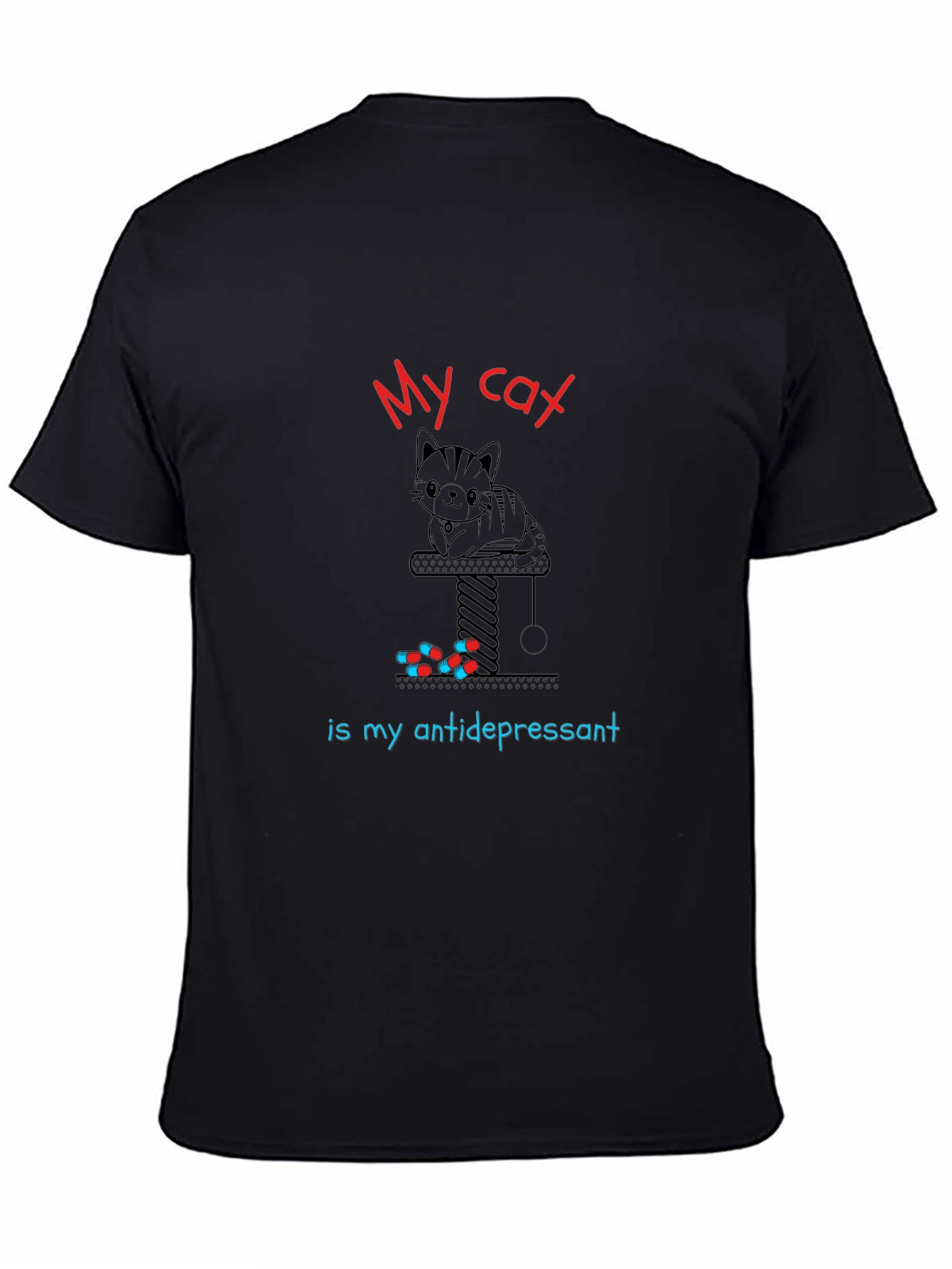 Black My Cat is My Antidepressant Graphic T-Shirt view 4