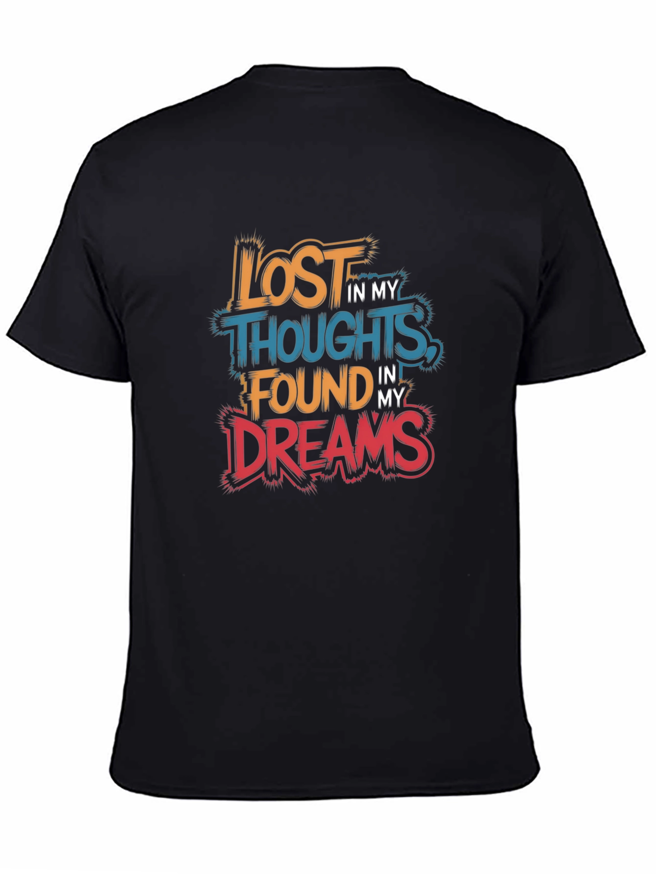 Black Lost in Thoughts Found in Dreams Graphic Tee view 4
