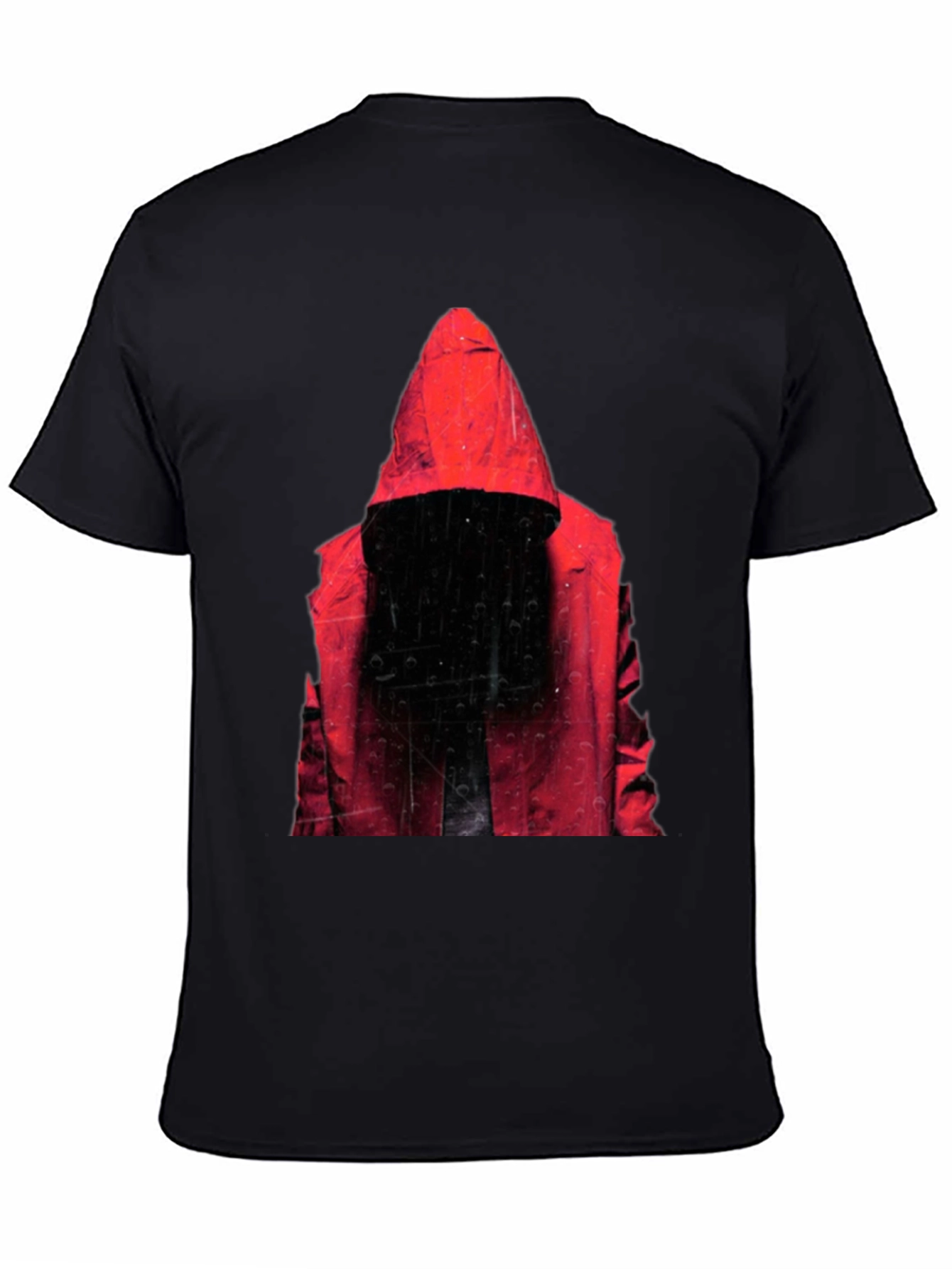 Black Hooded Figure Graphic T-Shirt - Mens Black Tee view 4