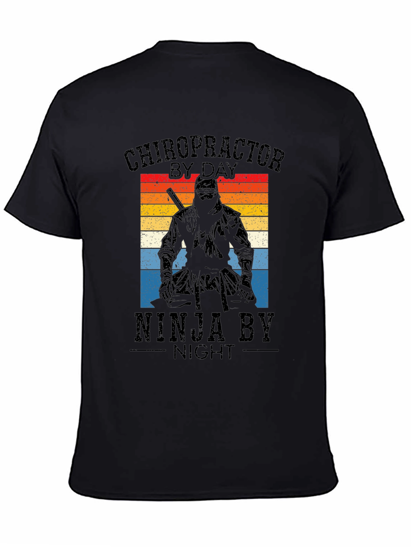 Black Chiropractor Ninja T-Shirt - Novelty Graphic Tee view 4