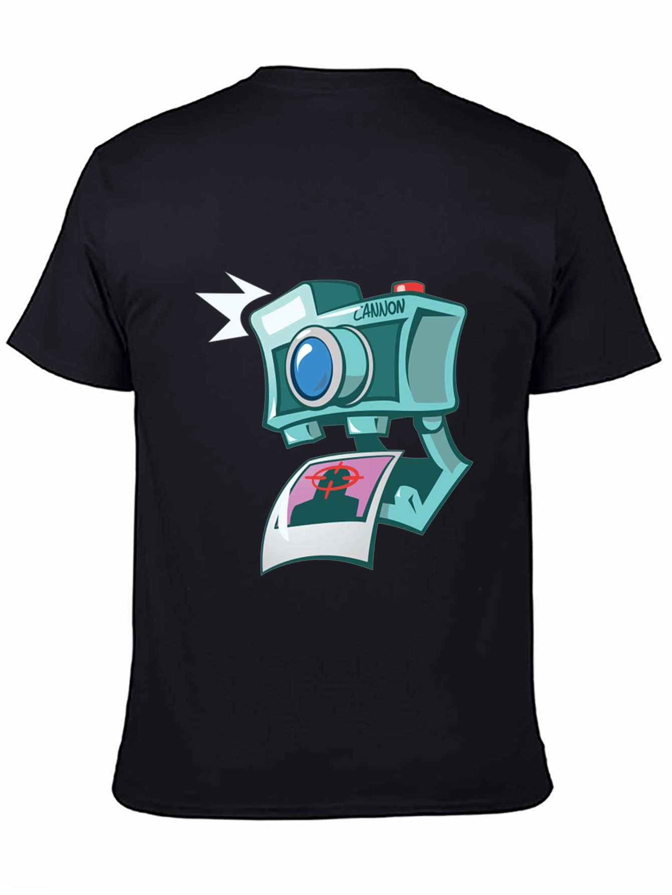 Black Camera Cartoon Graphic Black T-Shirt view 4