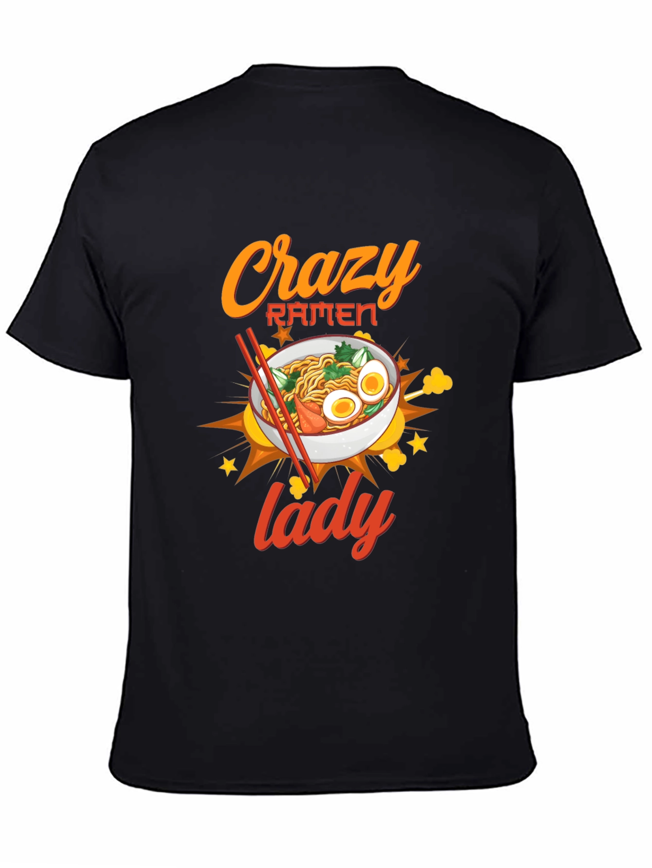 Black Crazy Ramen Lady Graphic Tee - Unisex view 4
