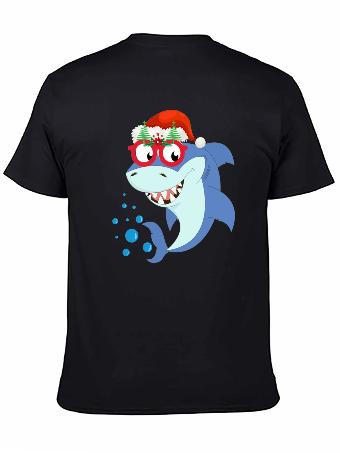 Black Christmas Shark Graphic T-Shirt view 4