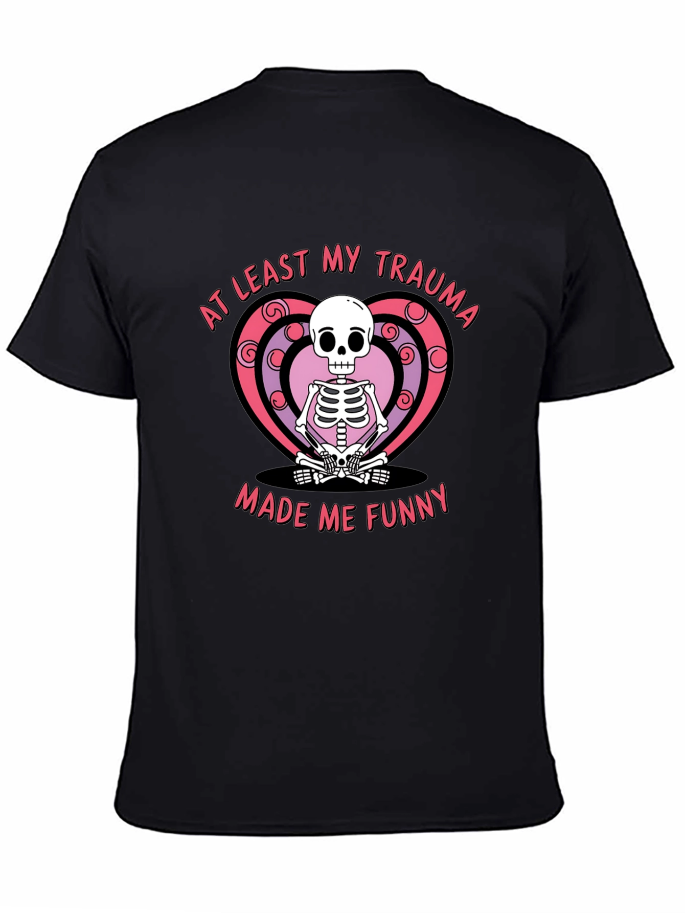 Black Funny Trauma Skeleton T-Shirt - At Least My Trauma Made Me Funny Tee view 4