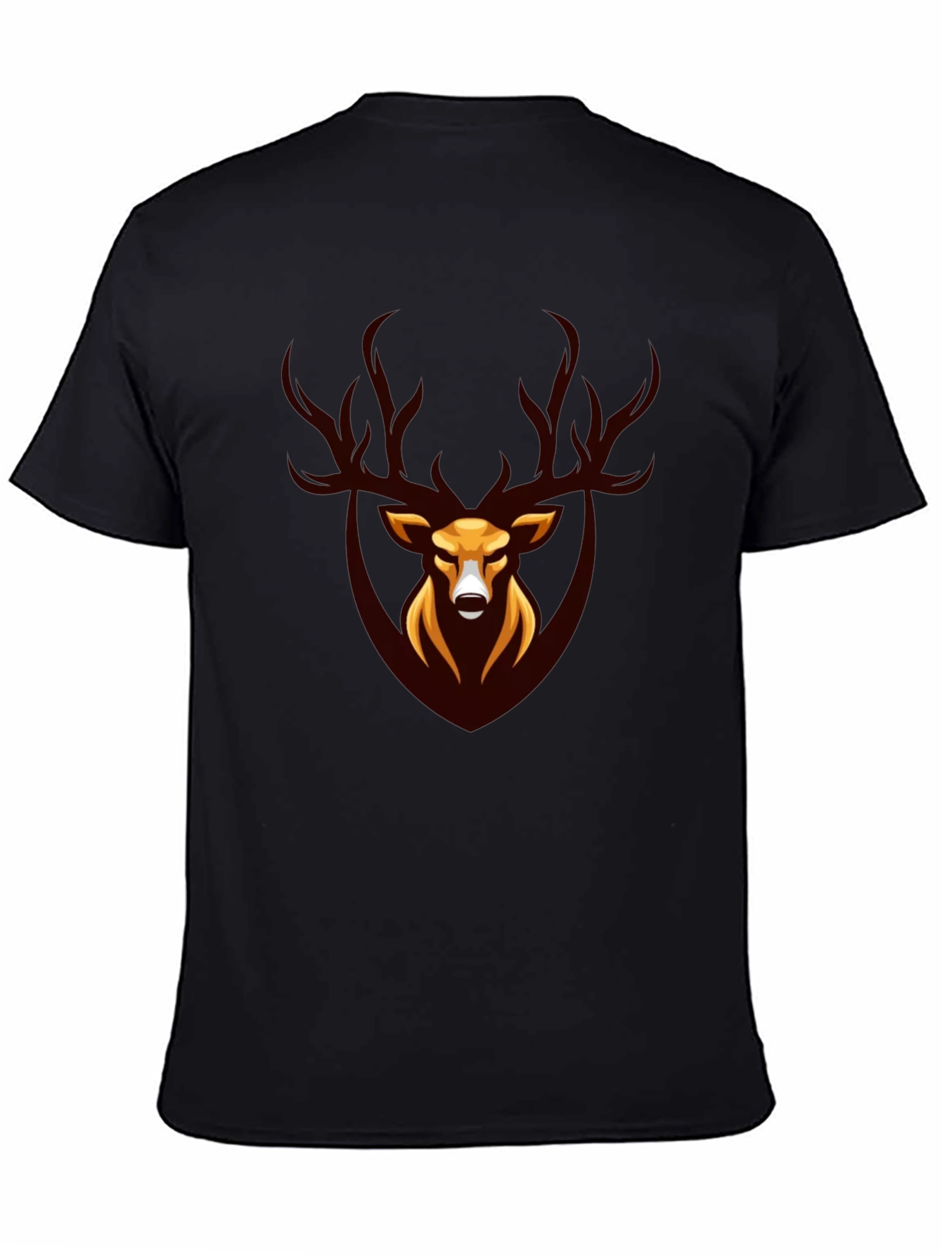Black Stag Graphic Tee - Black Stylish Deer Design view 4