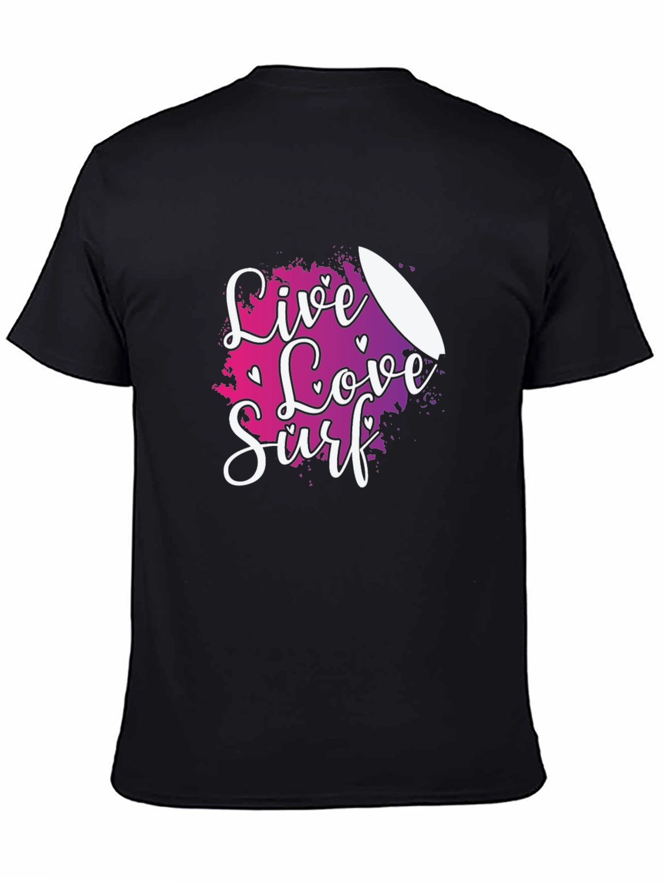 Black Live Love Surf T-Shirt, Black Tee, Summer Beach Style view 4