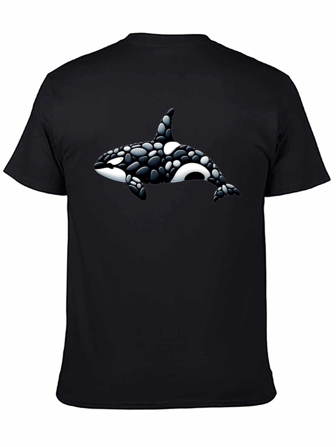 Black Orca Whale Graphic Tee - Black Cotton T-Shirt view 4