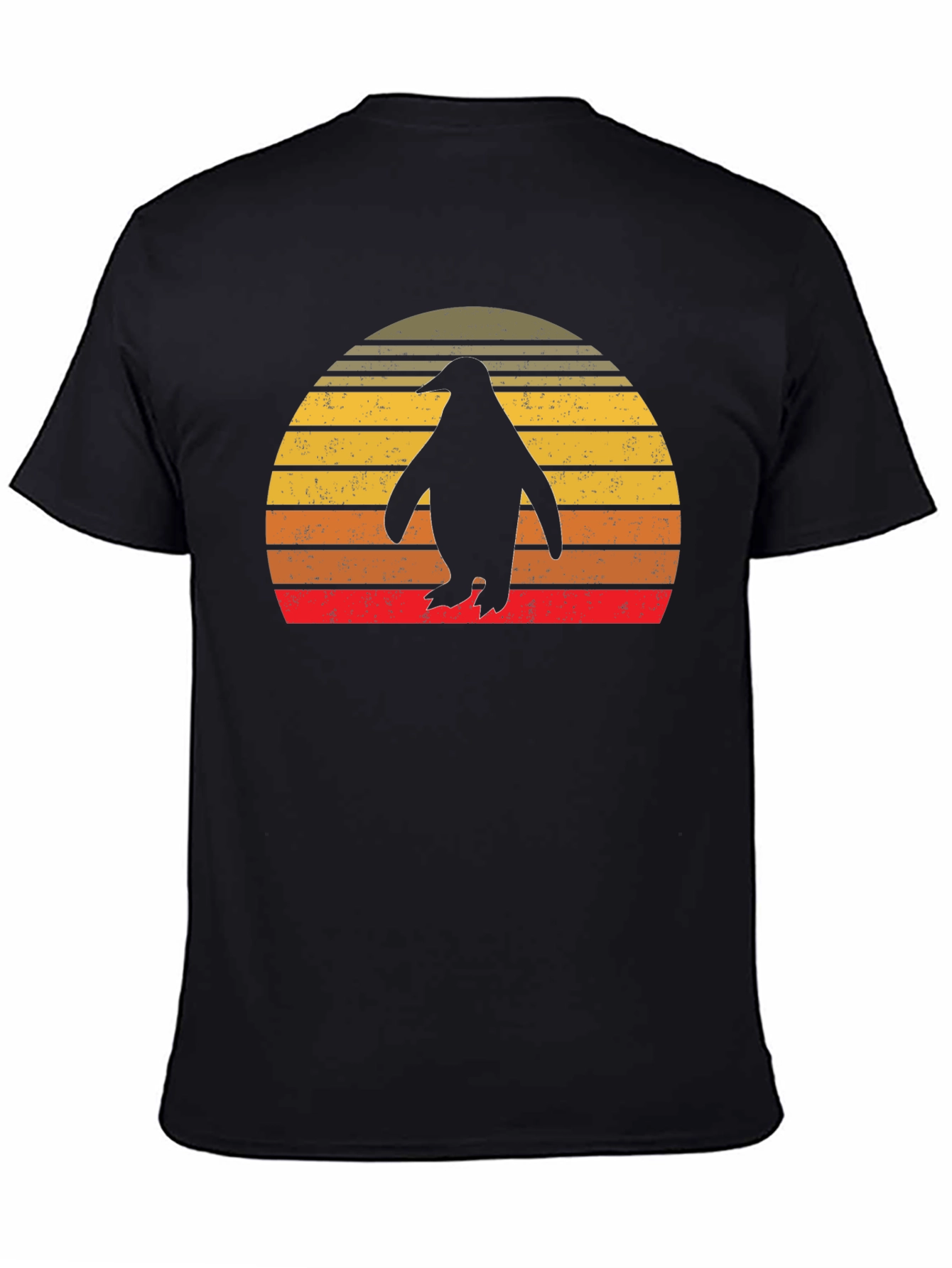 Black Retro Penguin Sunset T-Shirt view 4