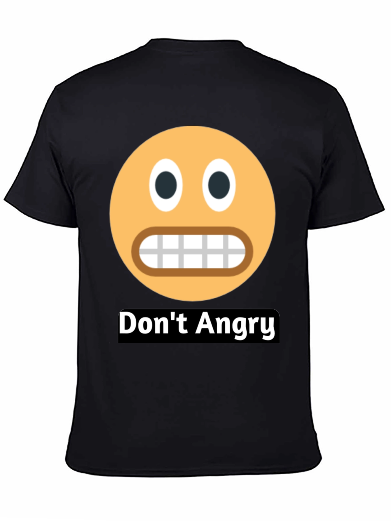 Black Don't Angry Emoji Black T-Shirt view 4