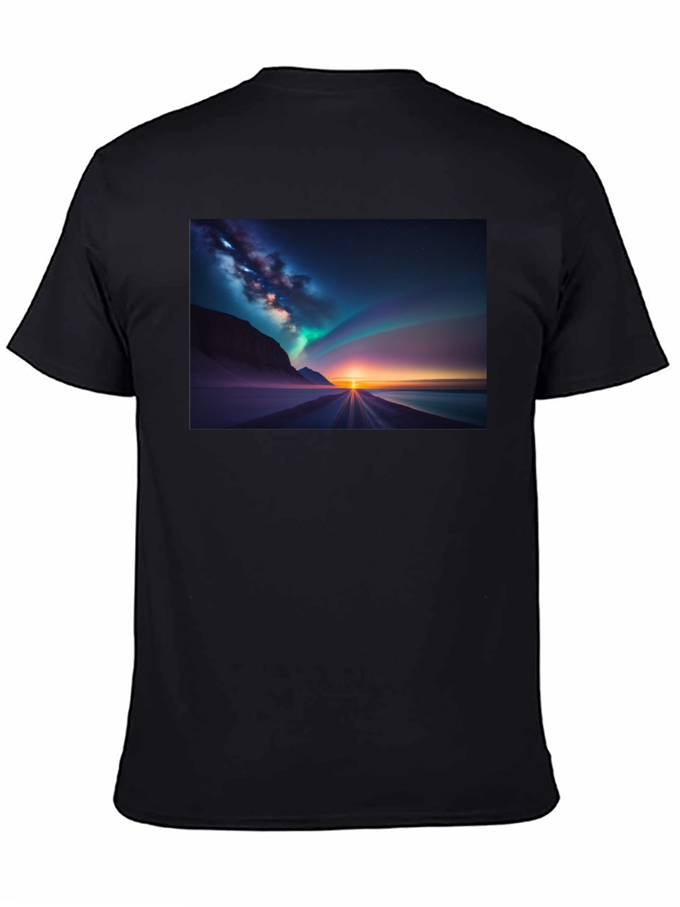 Black Aurora Borealis Graphic Tee - Black view 4