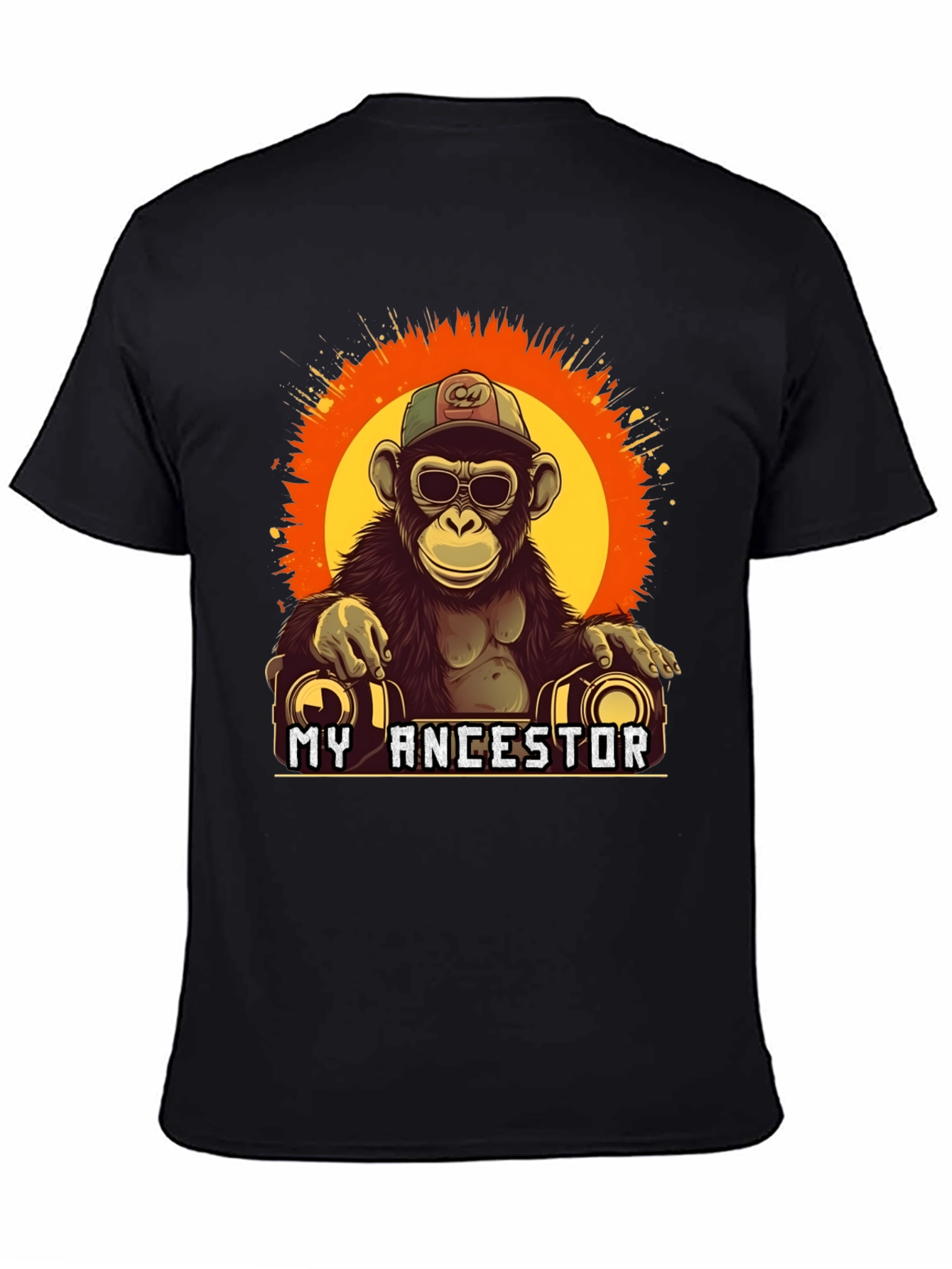 Black My Ancestor Monkey T-Shirt Cool Ape Graphic Tee view 4