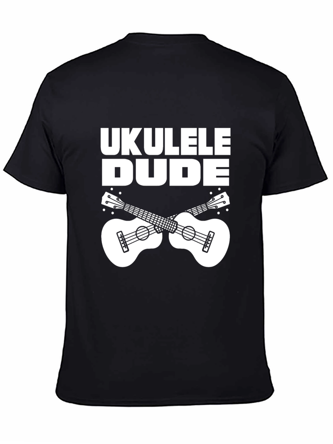 Black Ukulele Dude Graphic Tee - Black Cotton T-Shirt view 4