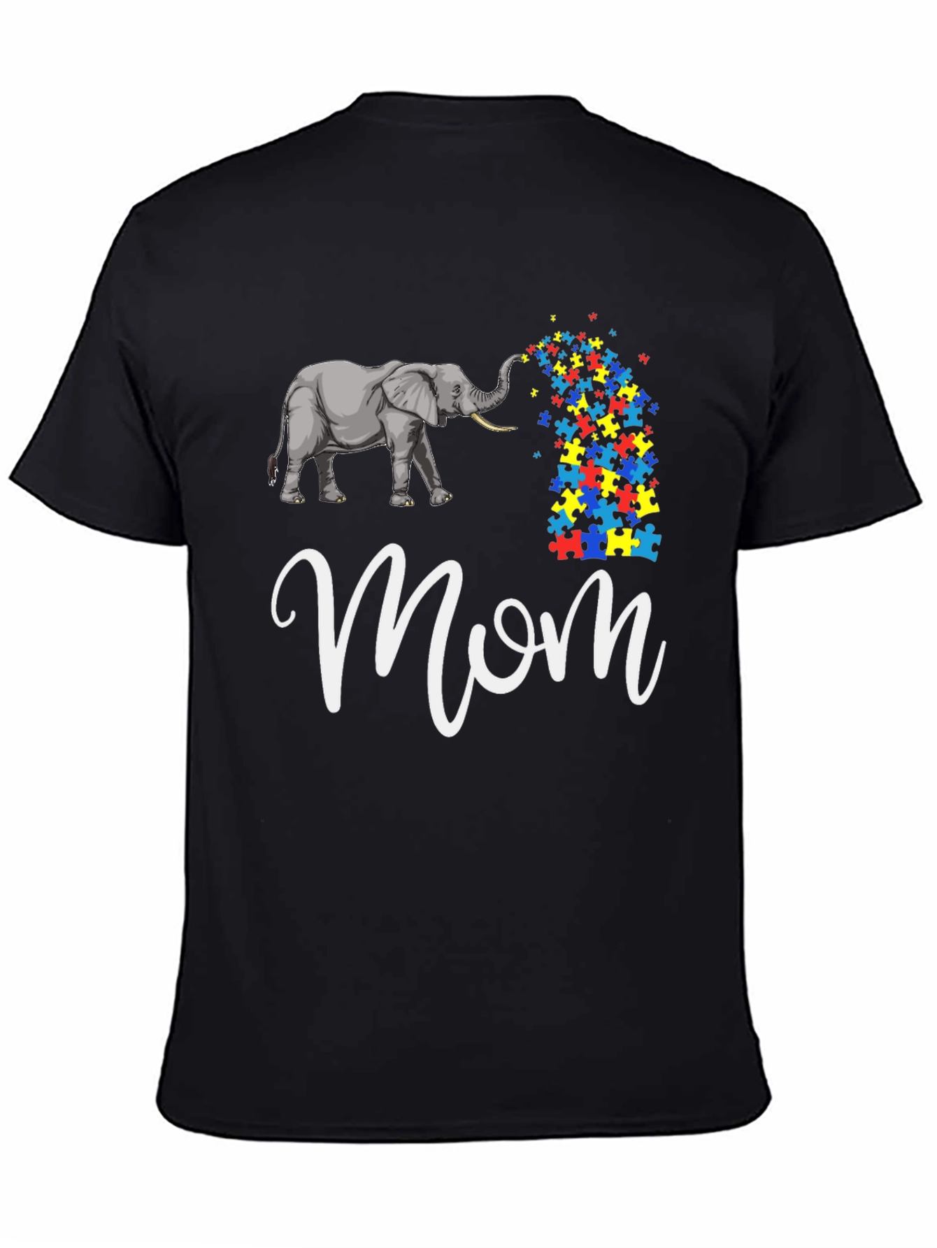 Black Autism Elephant Mom T-Shirt view 4