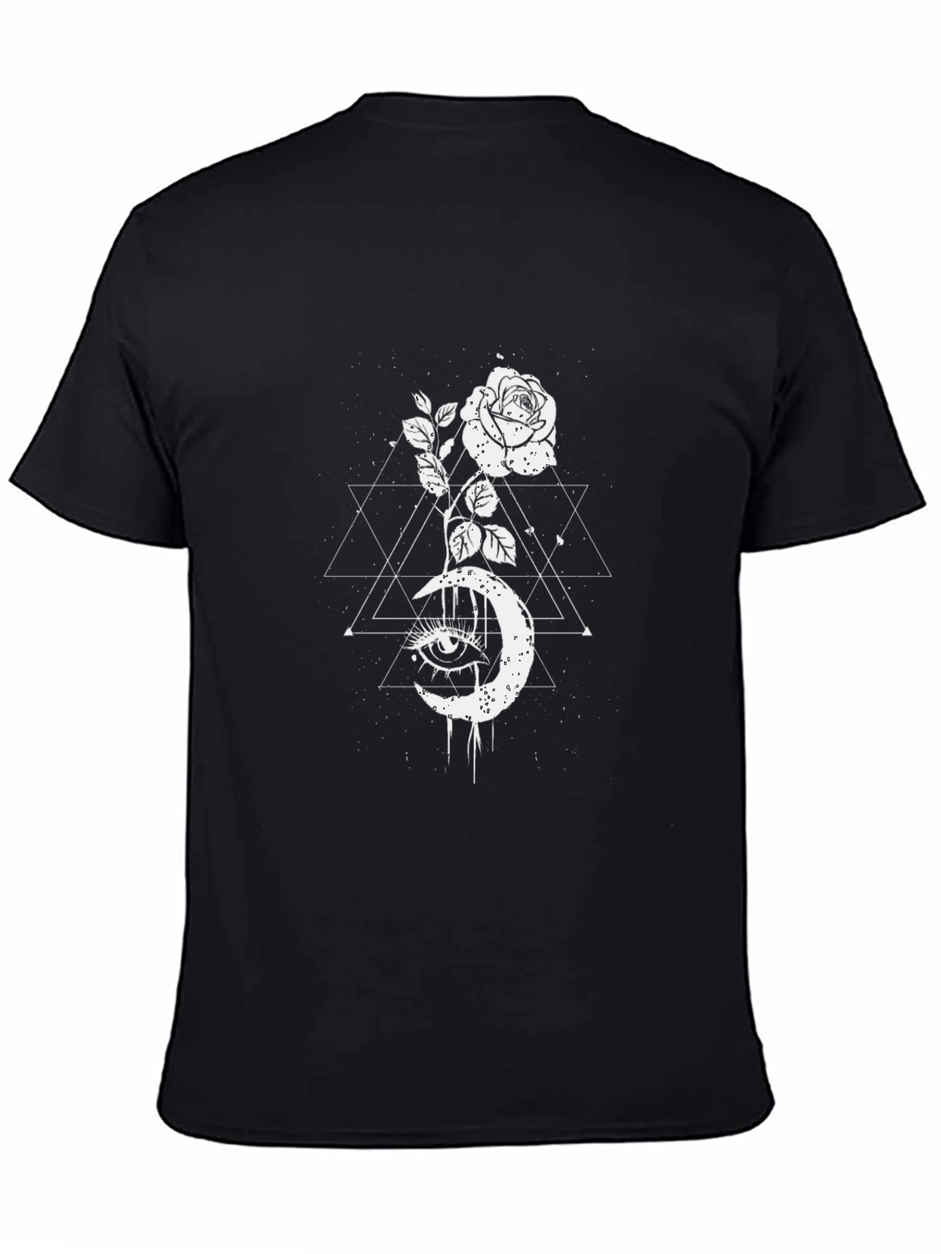 Black Mystic Rose Moon Graphic Tee - Black Cotton Blend view 4