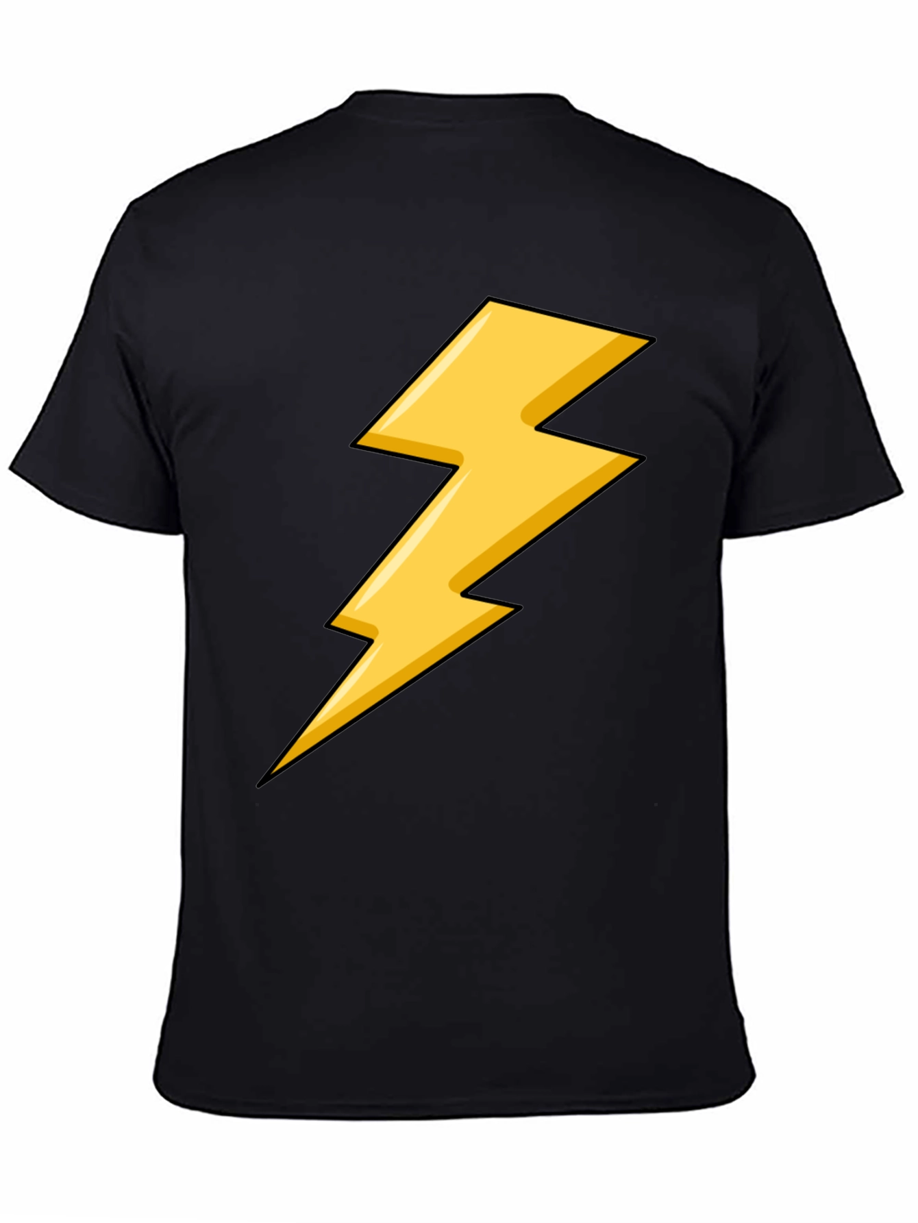 Black Black T-Shirt with Yellow Lightning Bolt Design view 4