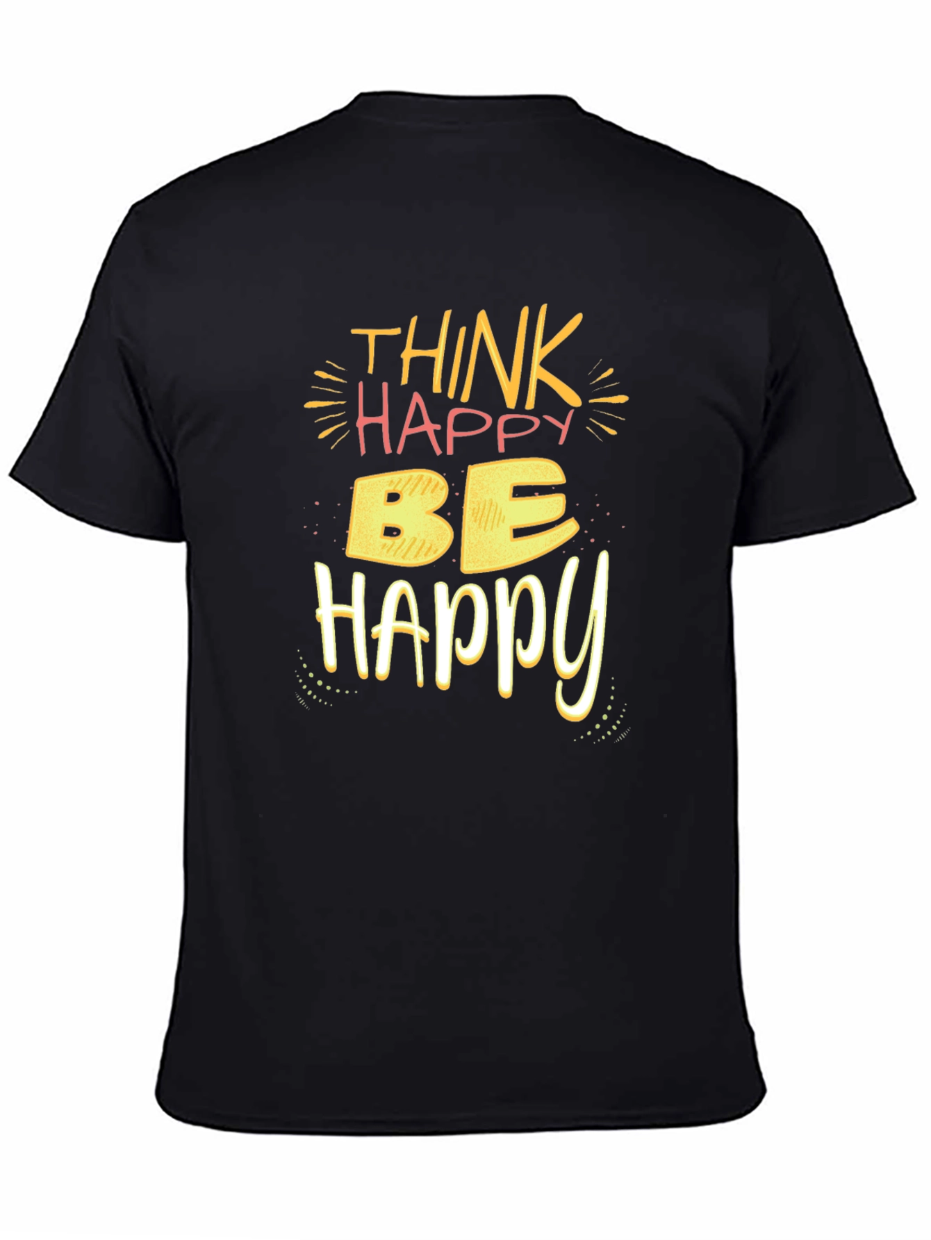 Black Think Happy Be Happy T-Shirt - Black view 4