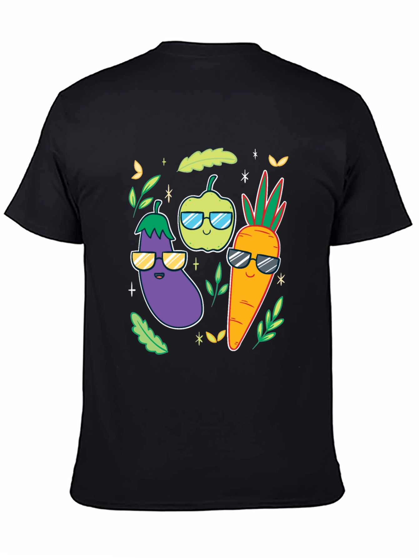 Black Cool Veggies Black T-Shirt view 4