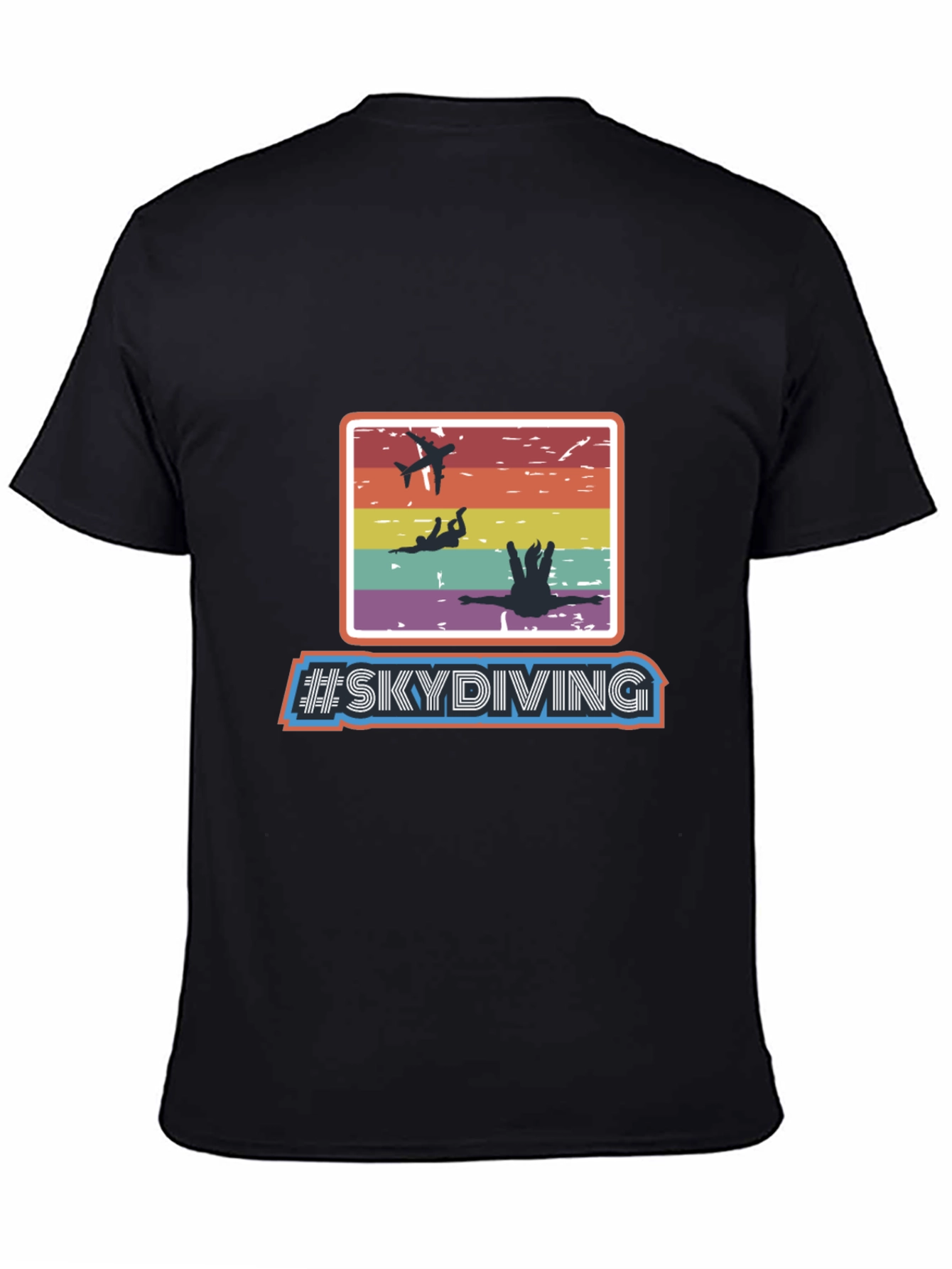 Black Skydiving Retro T-Shirt - Adventure Seeker Apparel view 4