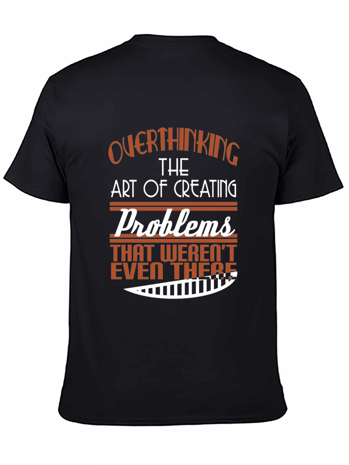 Black Overthinking Problems Funny T-Shirt view 4
