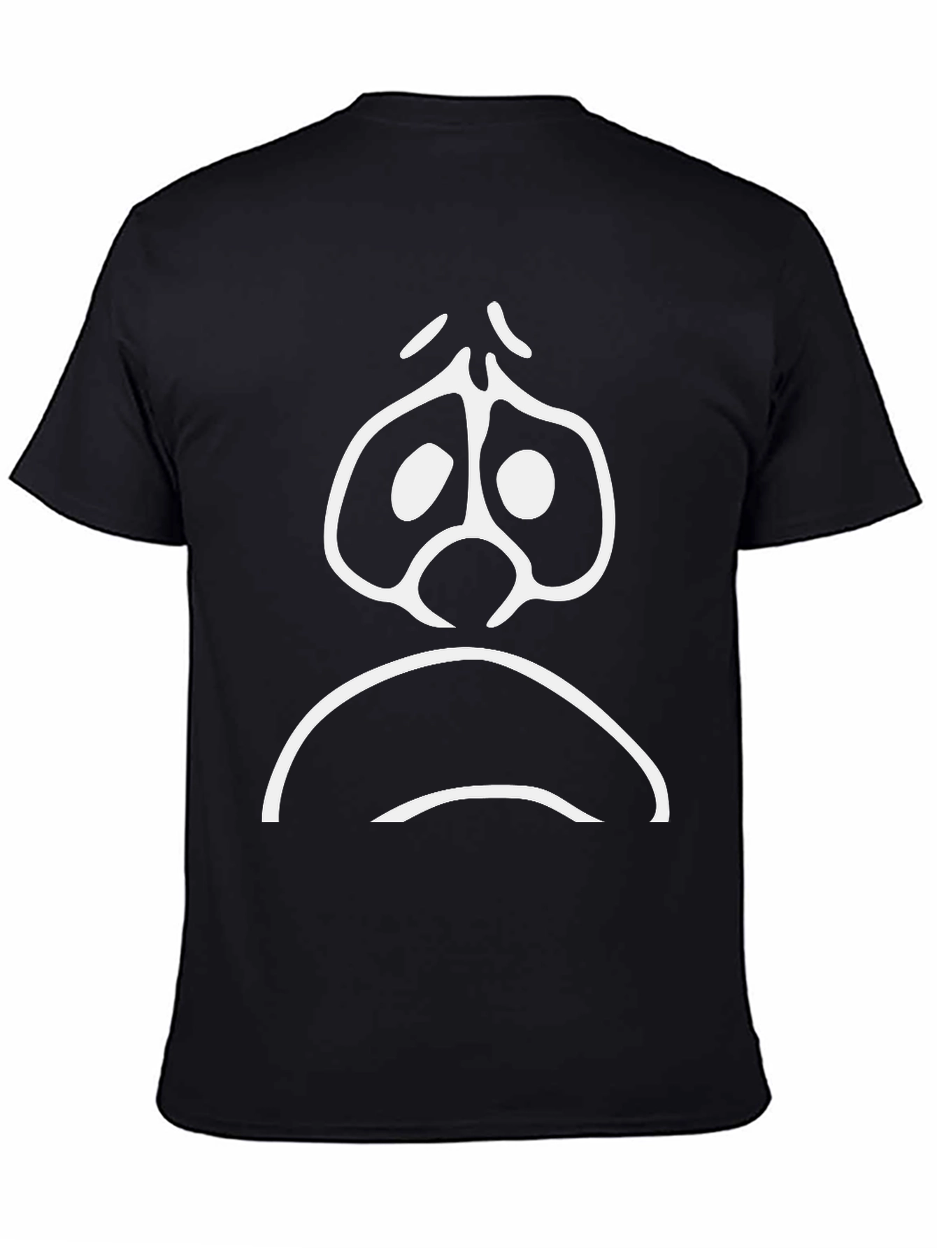 Black Sad Face Graphic Tee - Unisex Black Cotton T-Shirt view 4