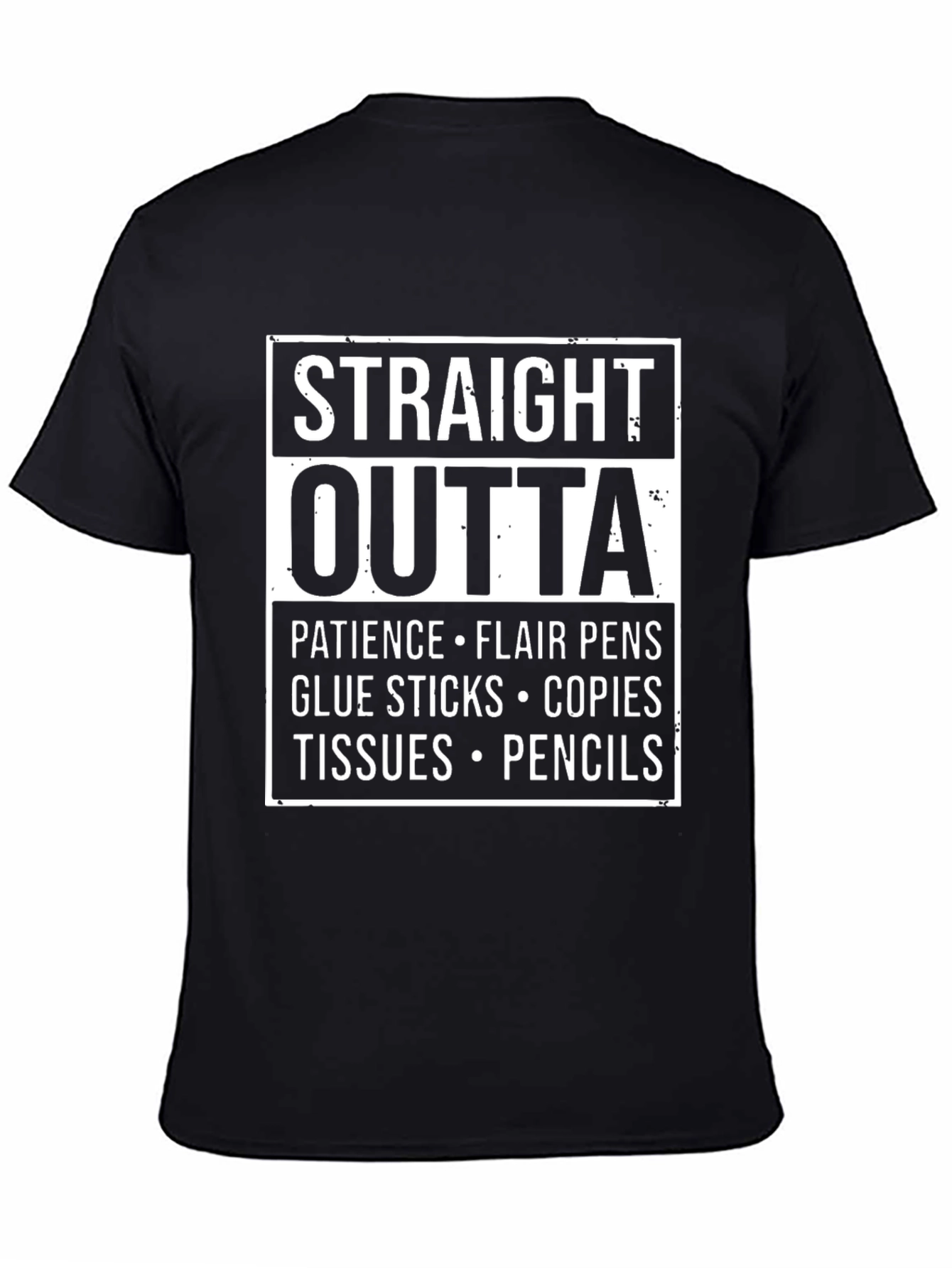 Black Straight Outta Teacher Supplies T-Shirt view 4