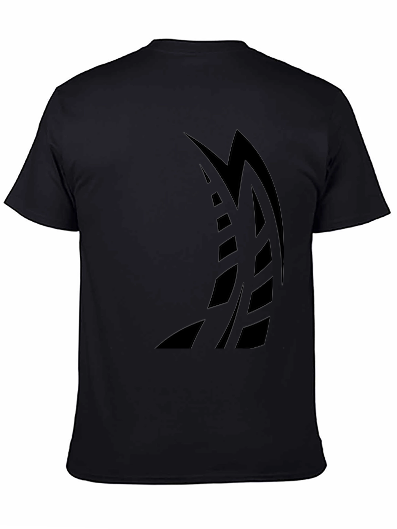 Black Men's Black Graphic Tee - Abstract Sailboat Design view 4