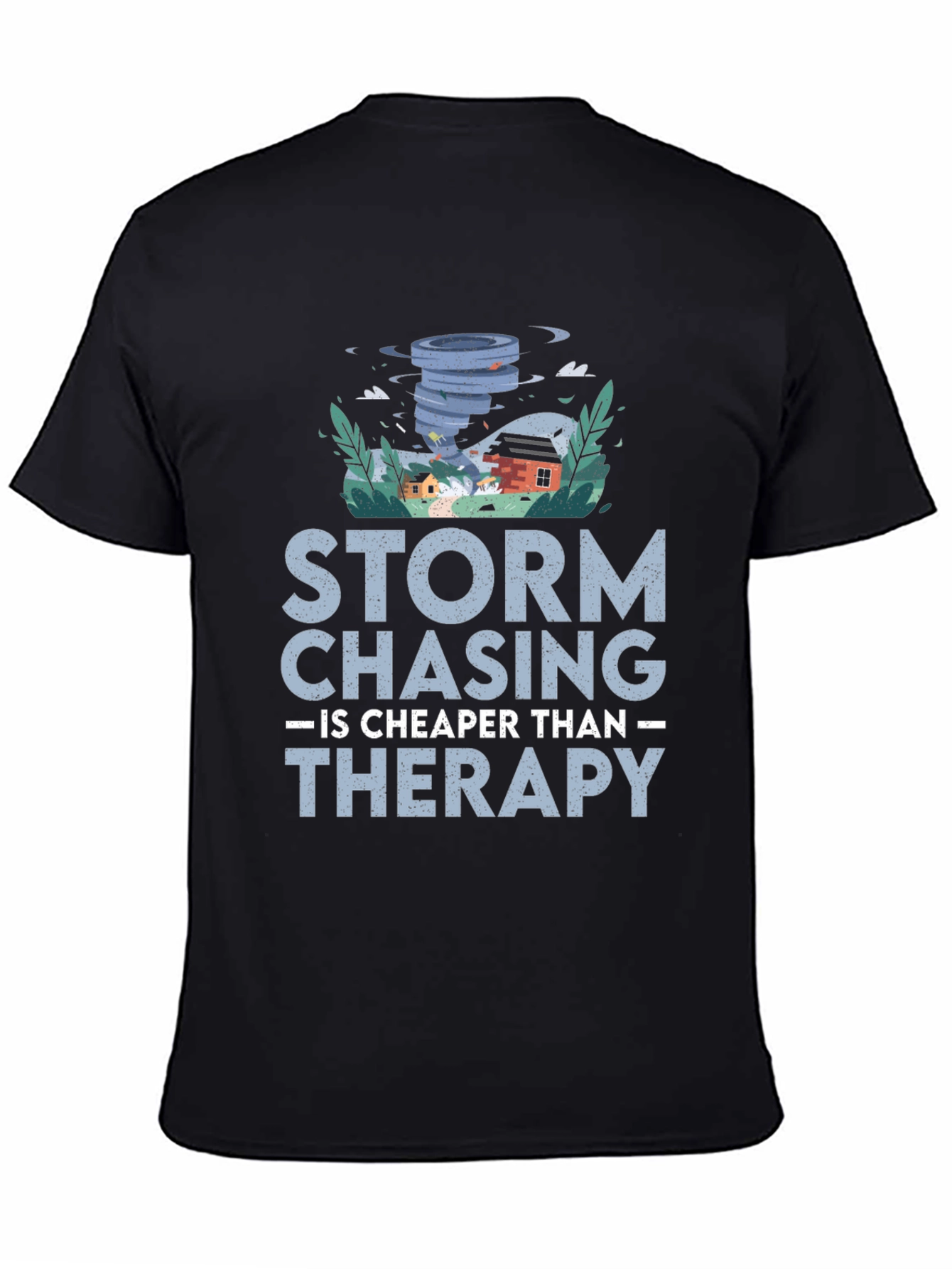 Black Storm Chasing Therapy T-Shirt view 4