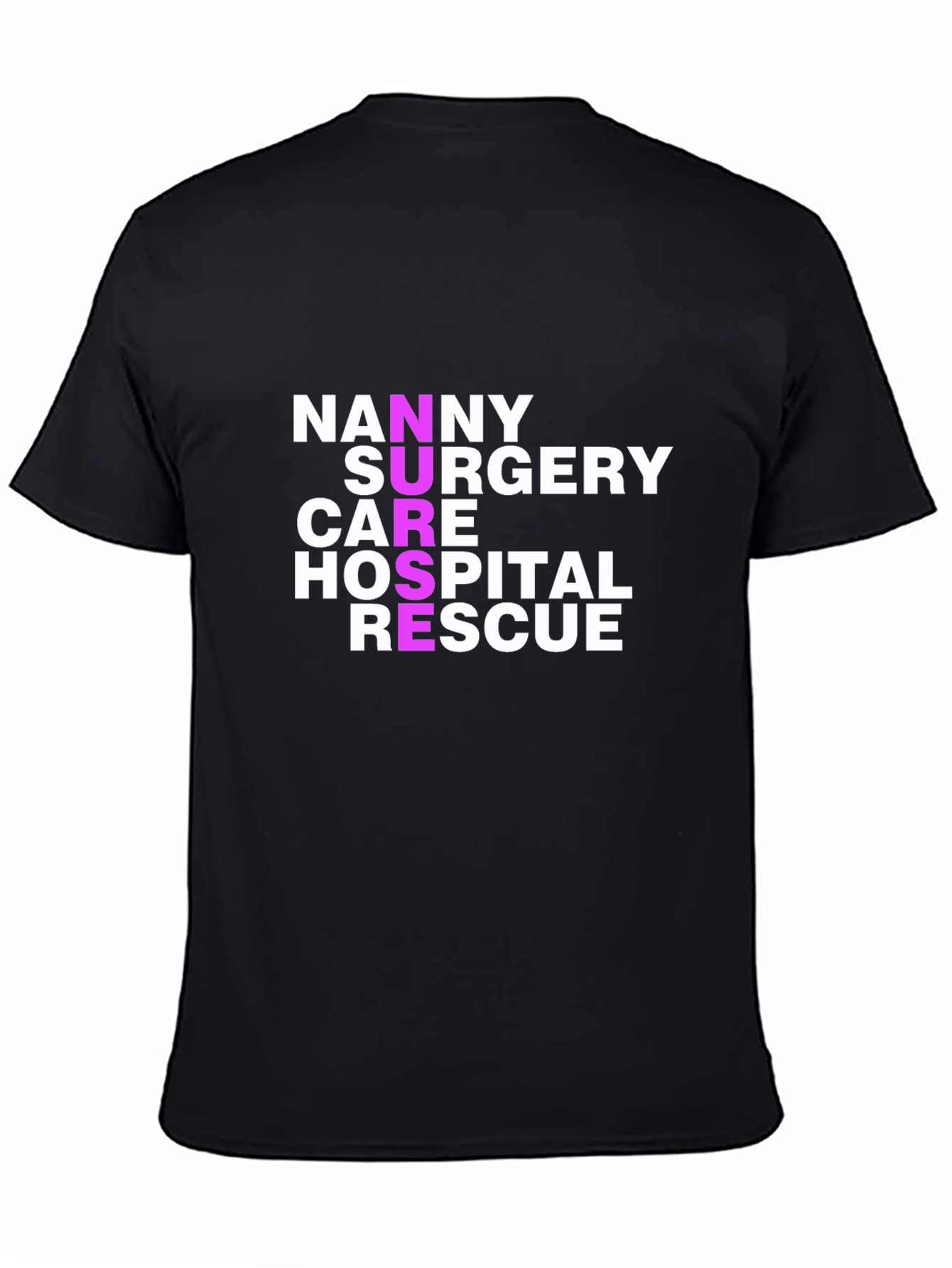 Black Nurse Related Word List Black T-Shirt view 4