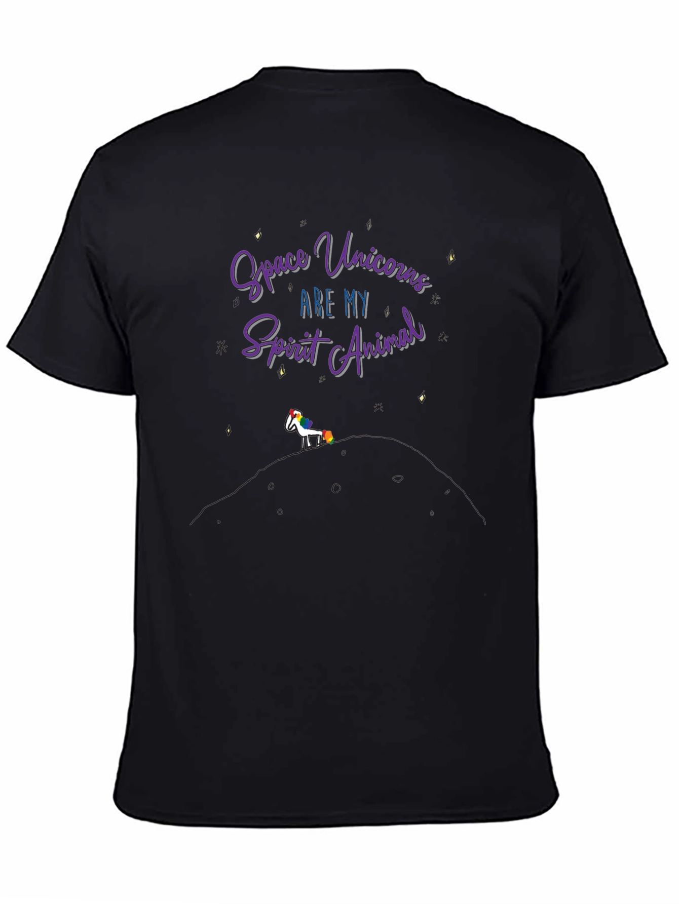 Black Space Unicorn Spirit Animal Graphic Tee view 4
