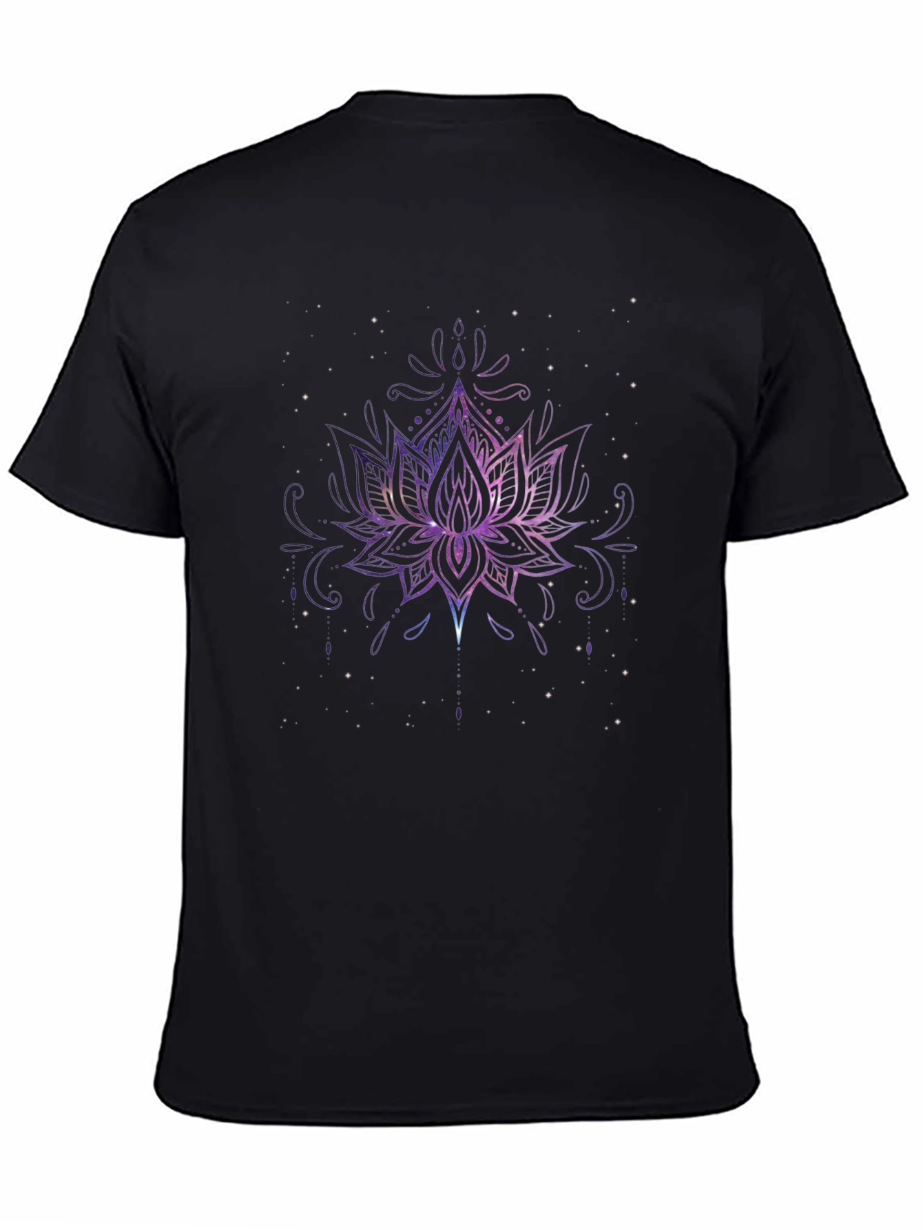 Black Galaxy Lotus Flower Graphic Tee view 4