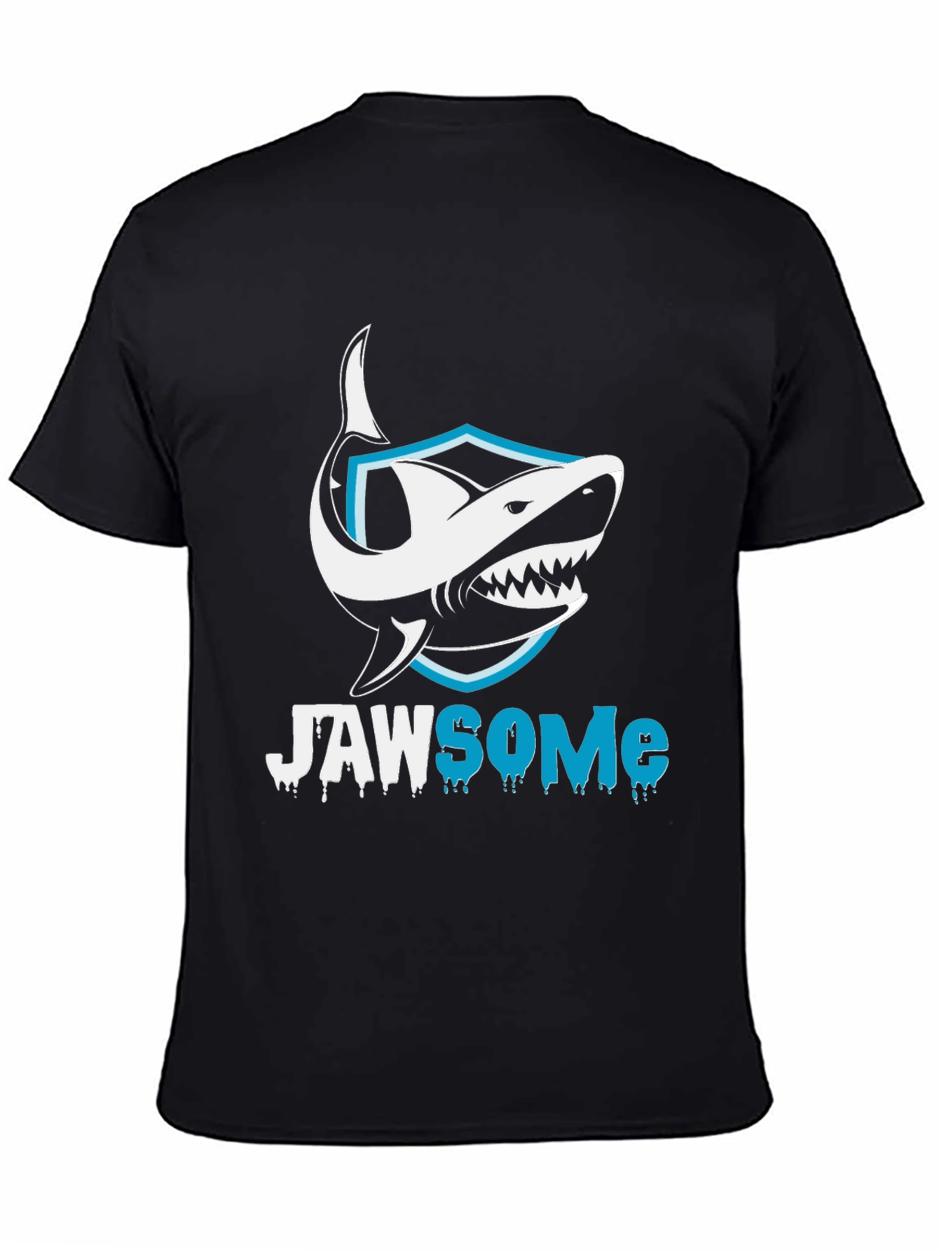 Black Jawsome Shark Graphic T-Shirt - Black Cotton Tee view 4