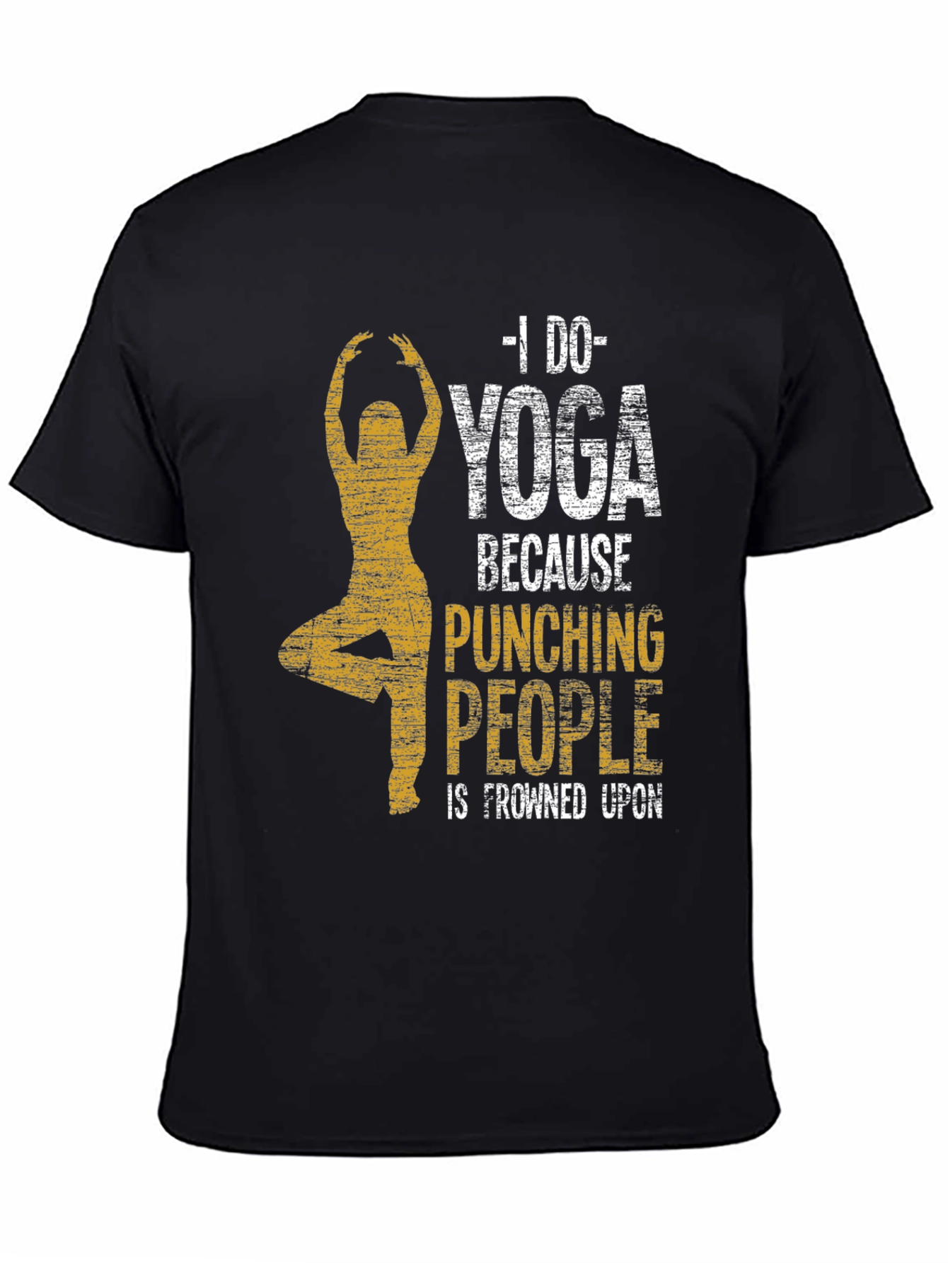 Black Yoga Graphic Tee - Punching People Is Frowned Upon view 4