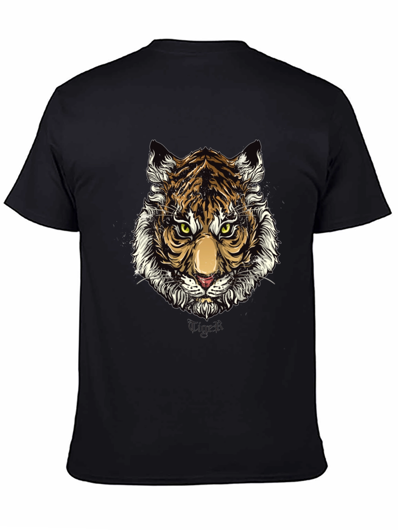 Black Tiger Graphic Print Black T-Shirt view 4