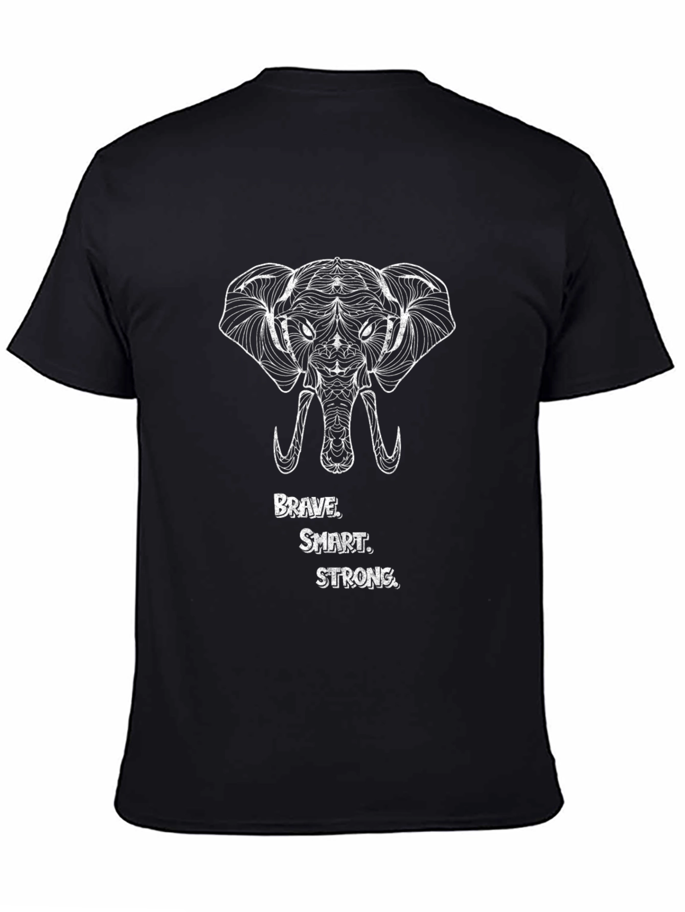 Black Brave Smart Strong Elephant Graphic T-Shirt view 4