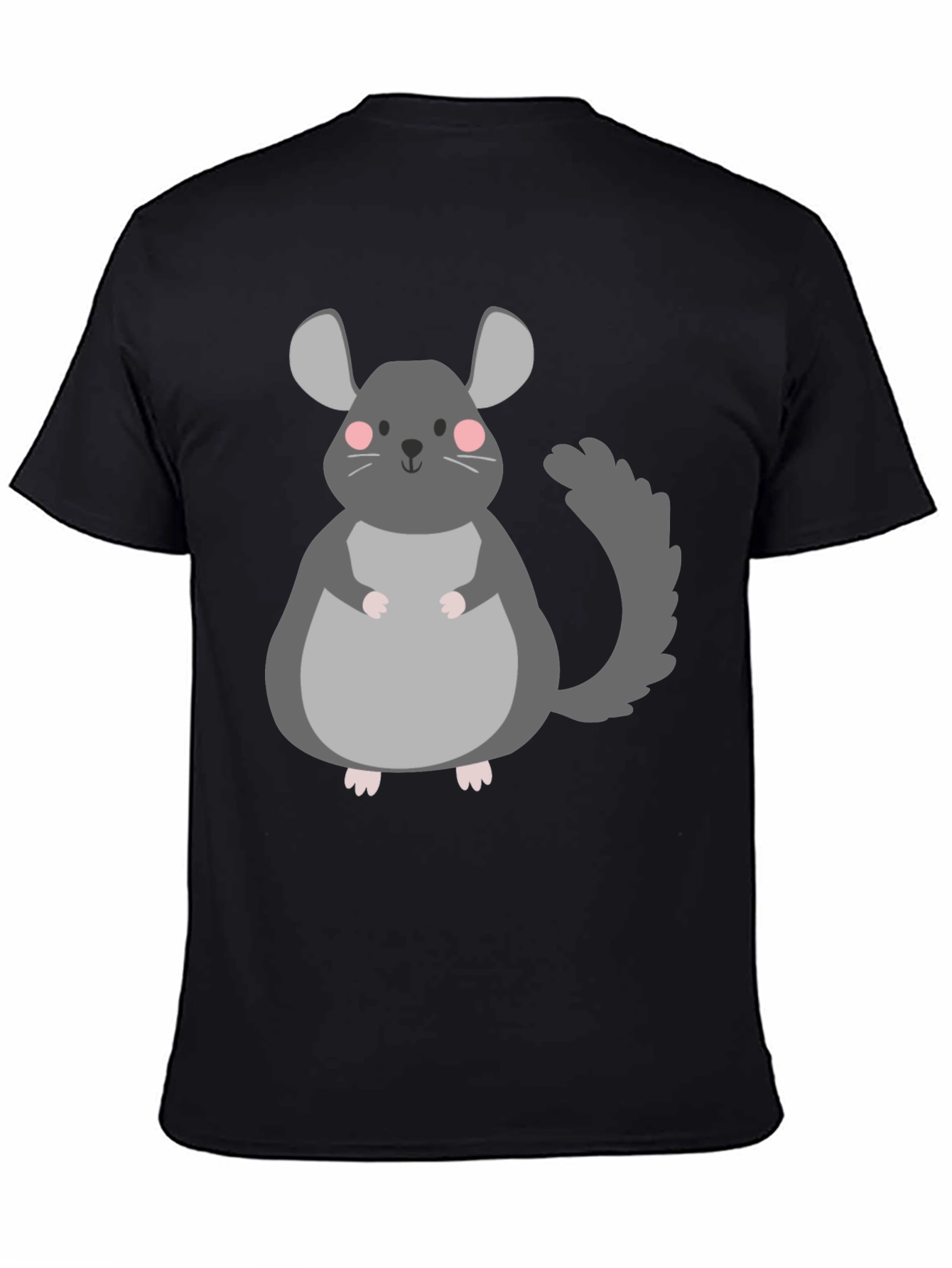 Black Cute Chinchilla Graphic T-Shirt - Unisex Black Tee view 4