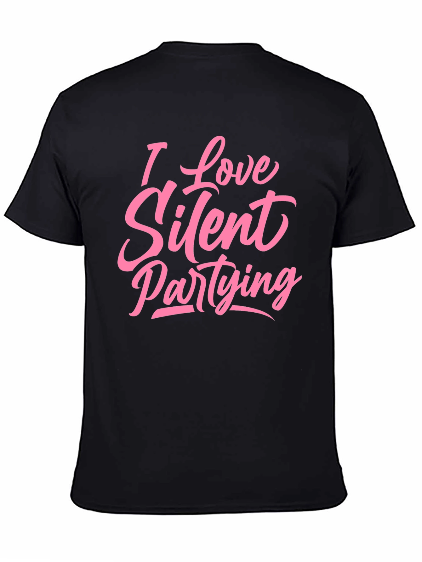 Black I Love Silent Partying T-Shirt - Black view 4
